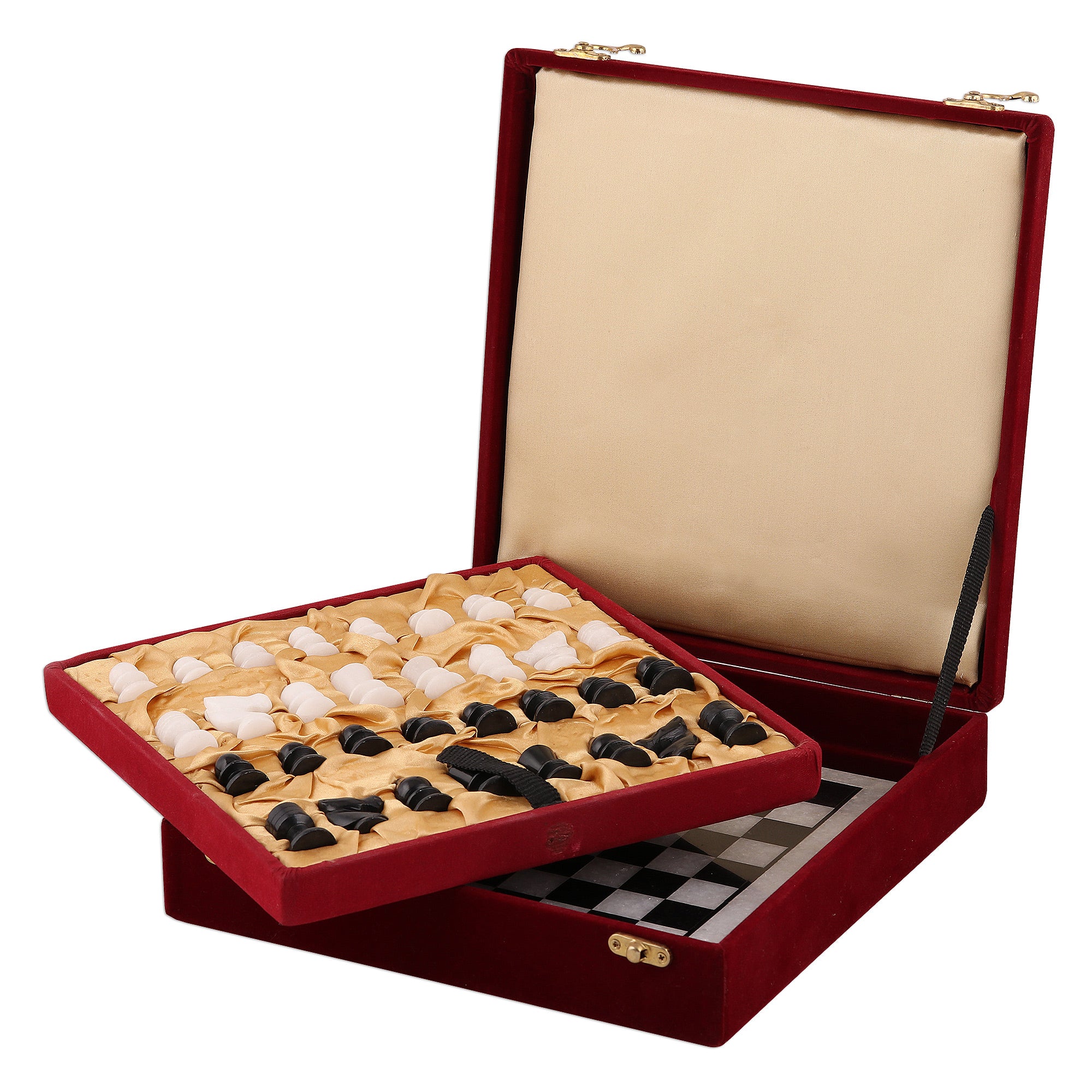 Premium Royal Leisure Handcrafted Black & White Marble Chess Set - Ultimate Home & Travel Accessory