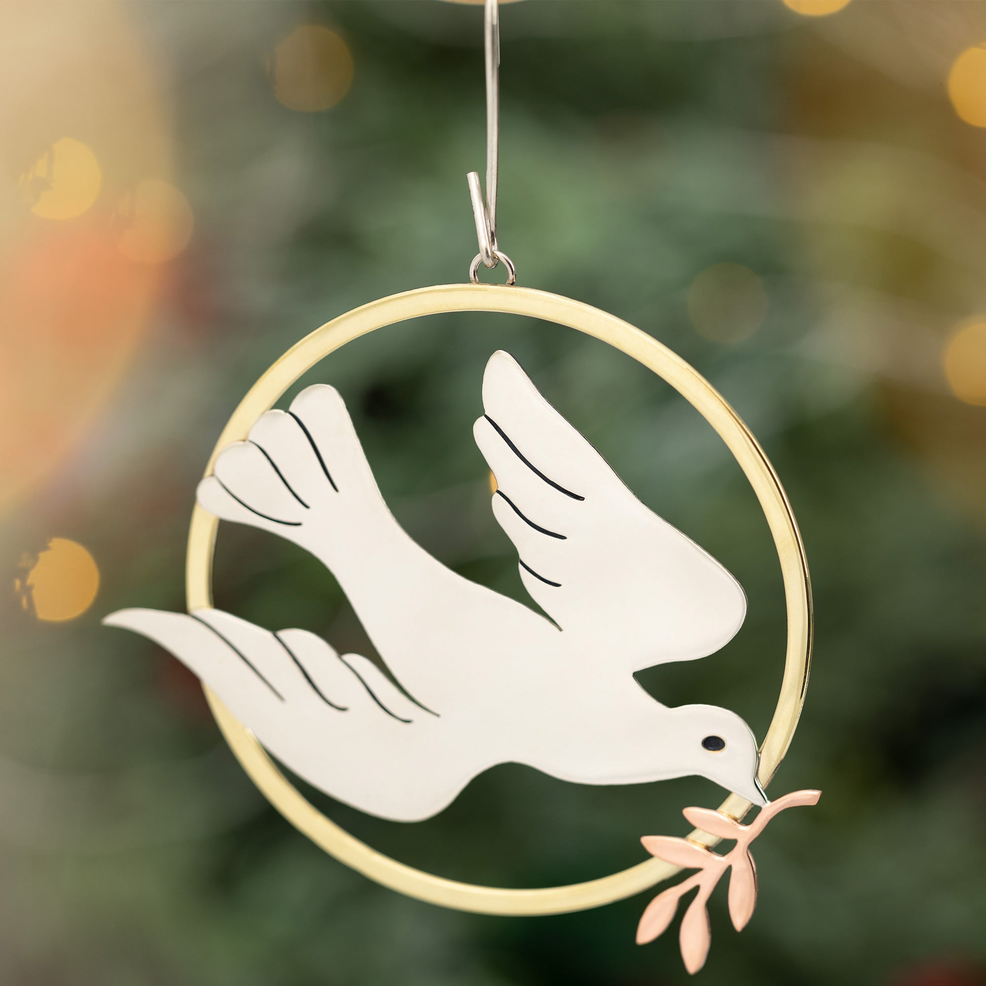 Premium Peace Dove Mixed Metal Ornament - Handcrafted Fair-Trade Decor