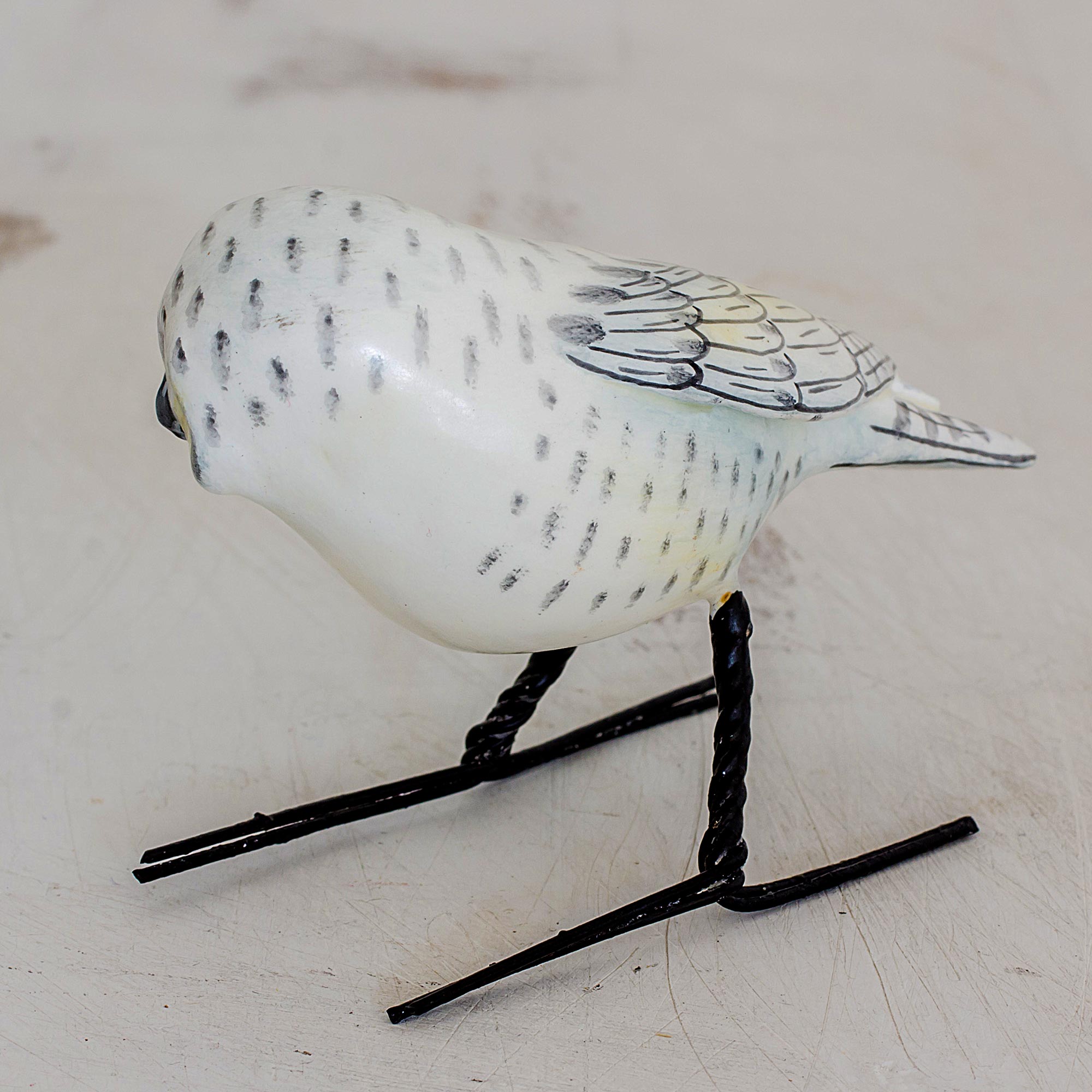 Premium Hand-Painted Snowy Owl Ceramic Figurine – Unique Guatemalan Artisan Craft