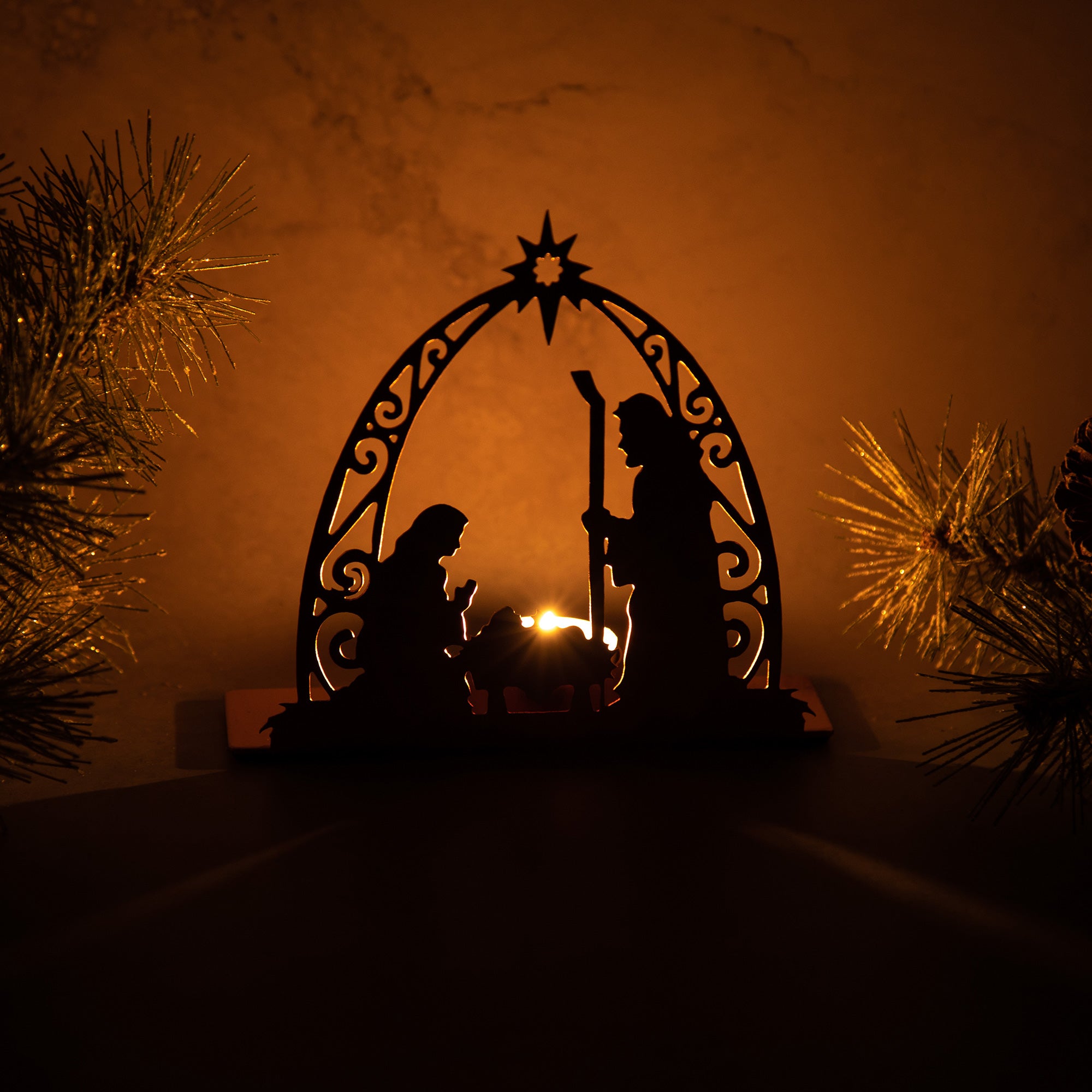 Premium Rose Gold Nativity Tea Light Candle Holder - Handcrafted Elegance