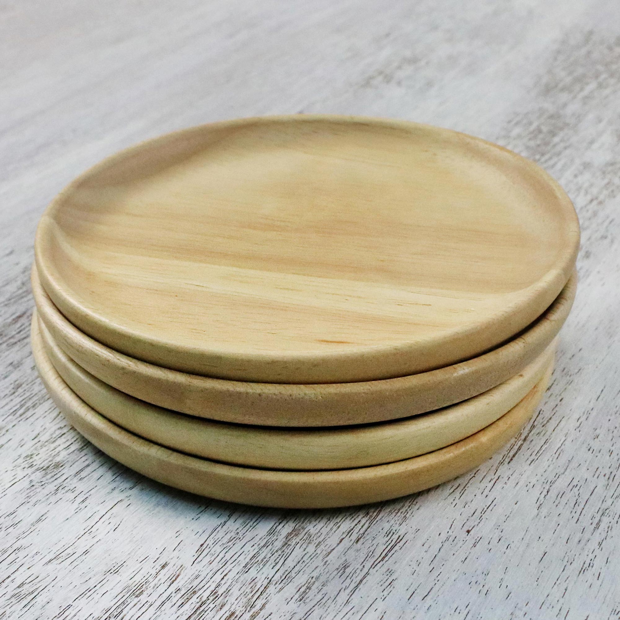 Premium Rubberwood Dessert Plates - Handcrafted in Thailand