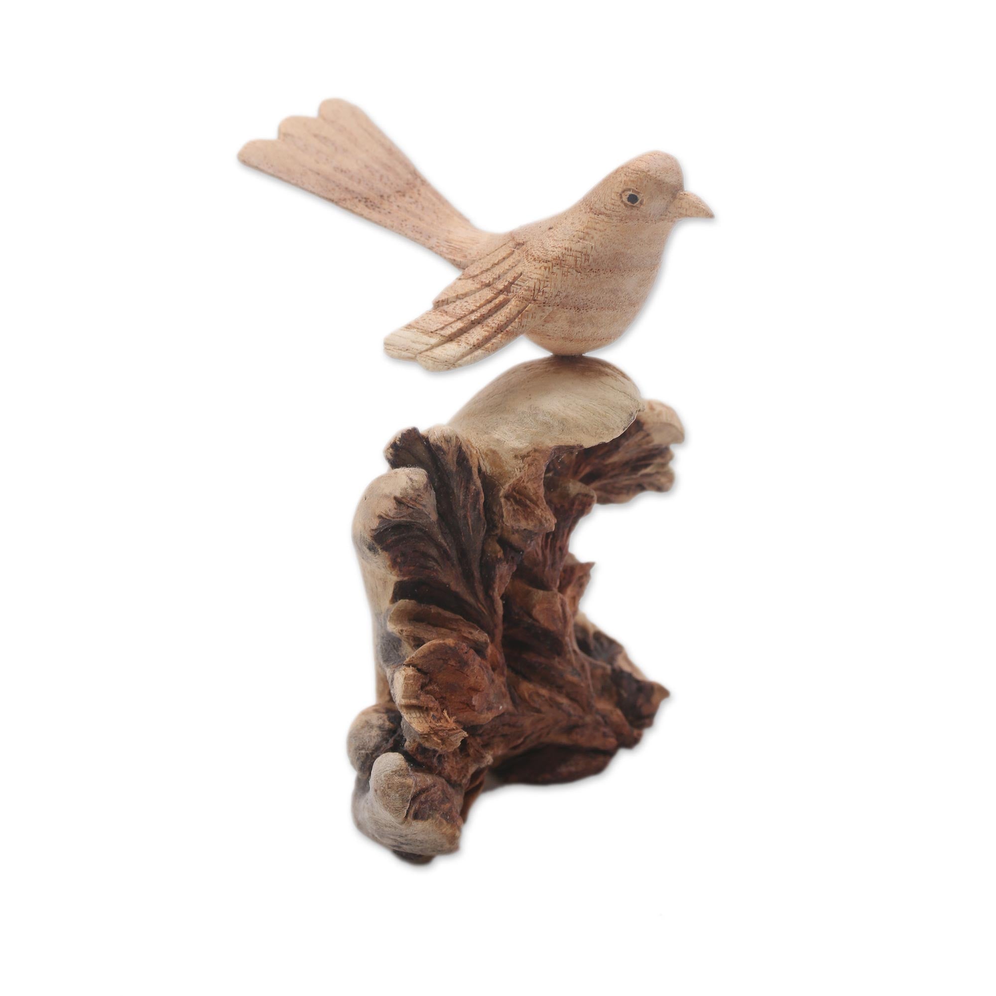 Premium Hand-Carved Canary Bird Sculpture - Unique Jempinis Wood Art