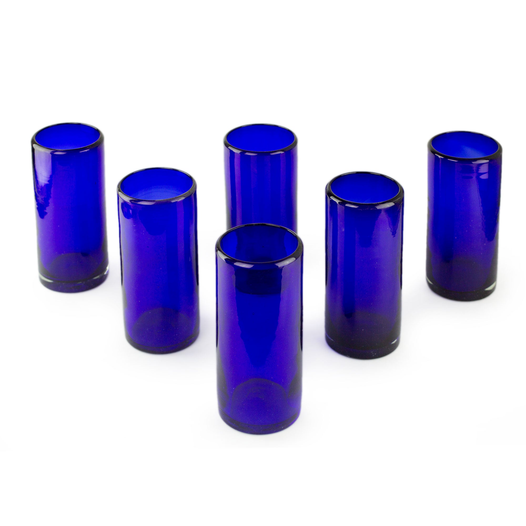 Premium Cobalt Blue Handblown Glass Cocktail Glasses - Set of 6