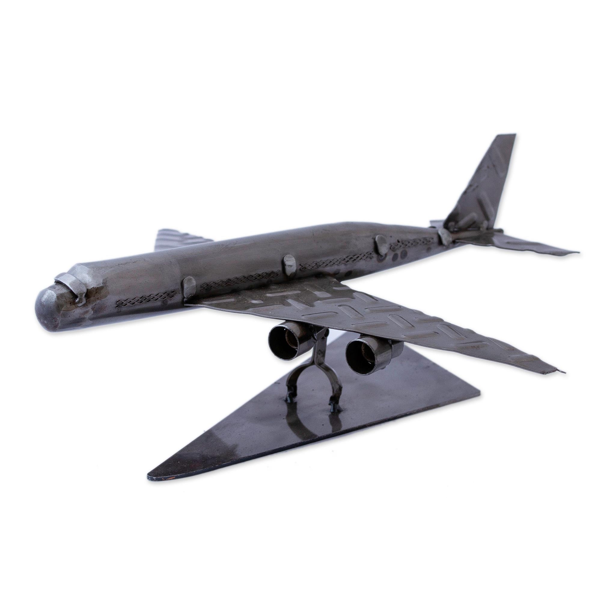 Premium Recycled Metal Airplane Sculpture - Handcrafted Aviation Art from Mexico