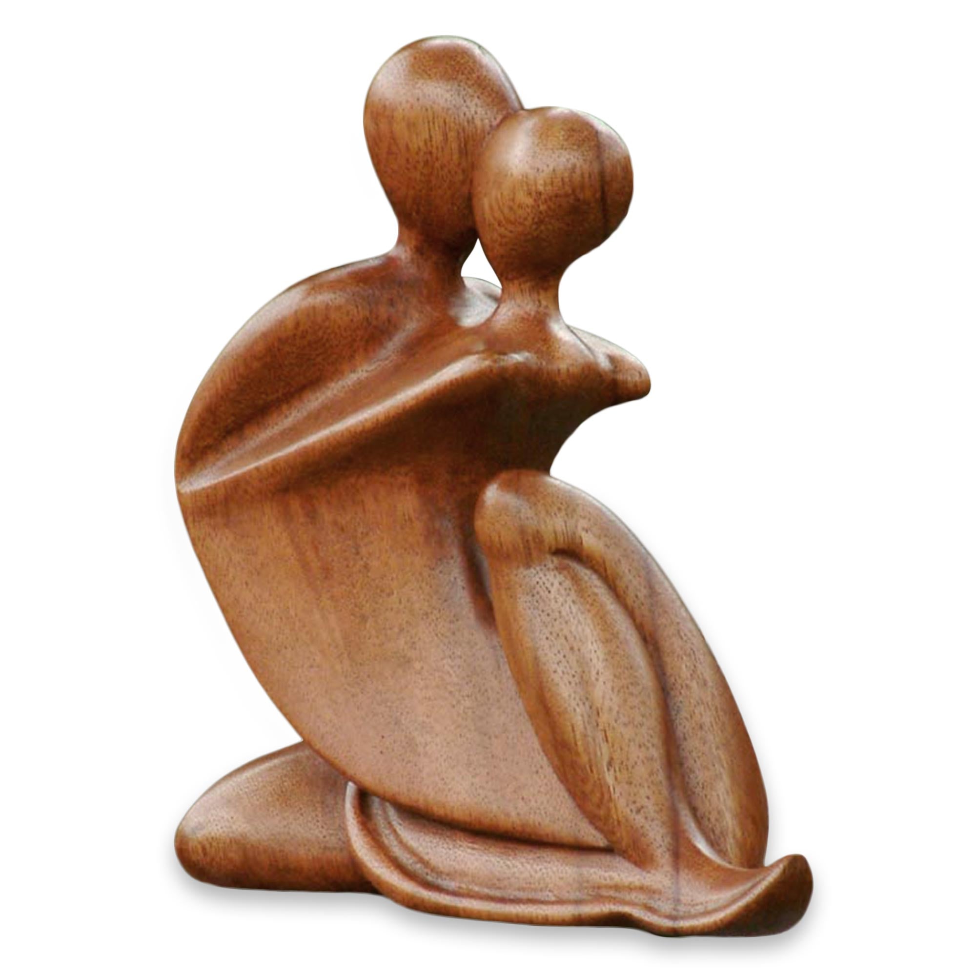 Premium Embrace Romantic Suar Wood Sculpture - Handcrafted Art Piece