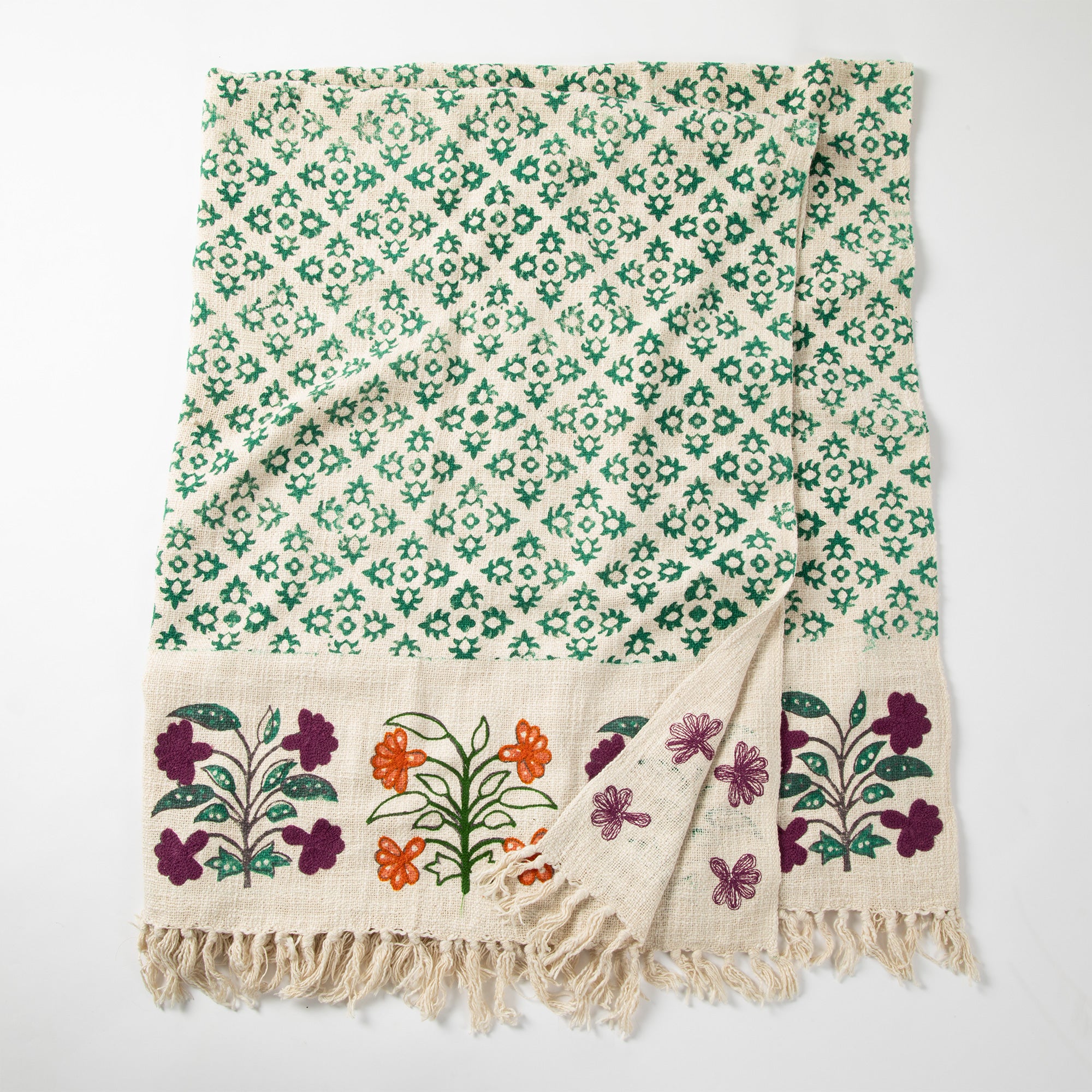 Premium Woven Floral Cotton Throw Blanket