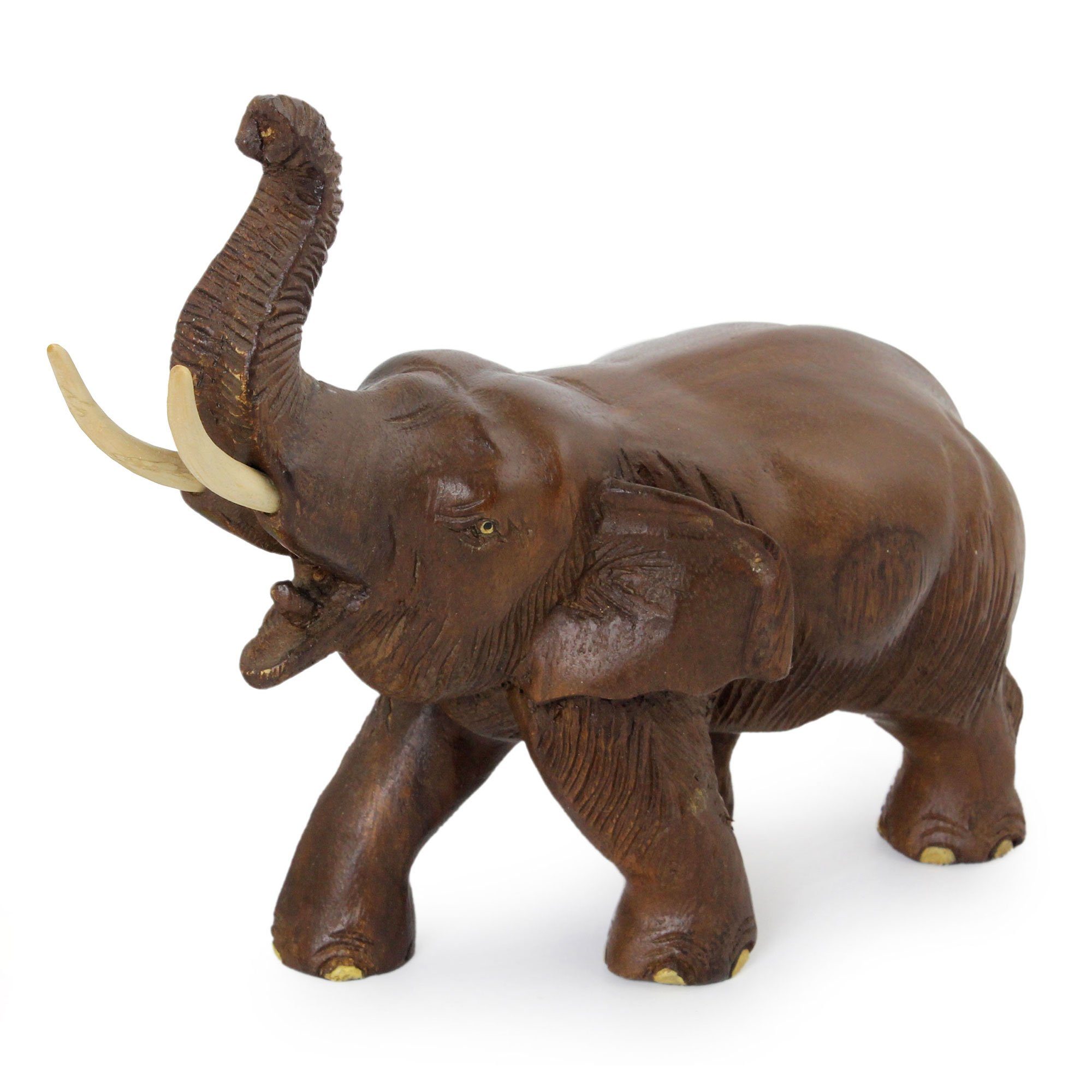Premium Handcrafted Elephant Sculpture - Rain Tree & Ivory Wood
