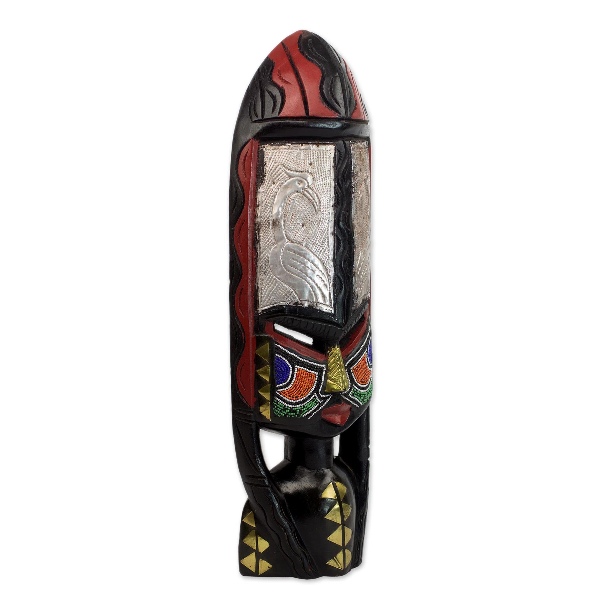 Premium Shower of Blessings African Wood Mask - Handcrafted Ghanaian Art