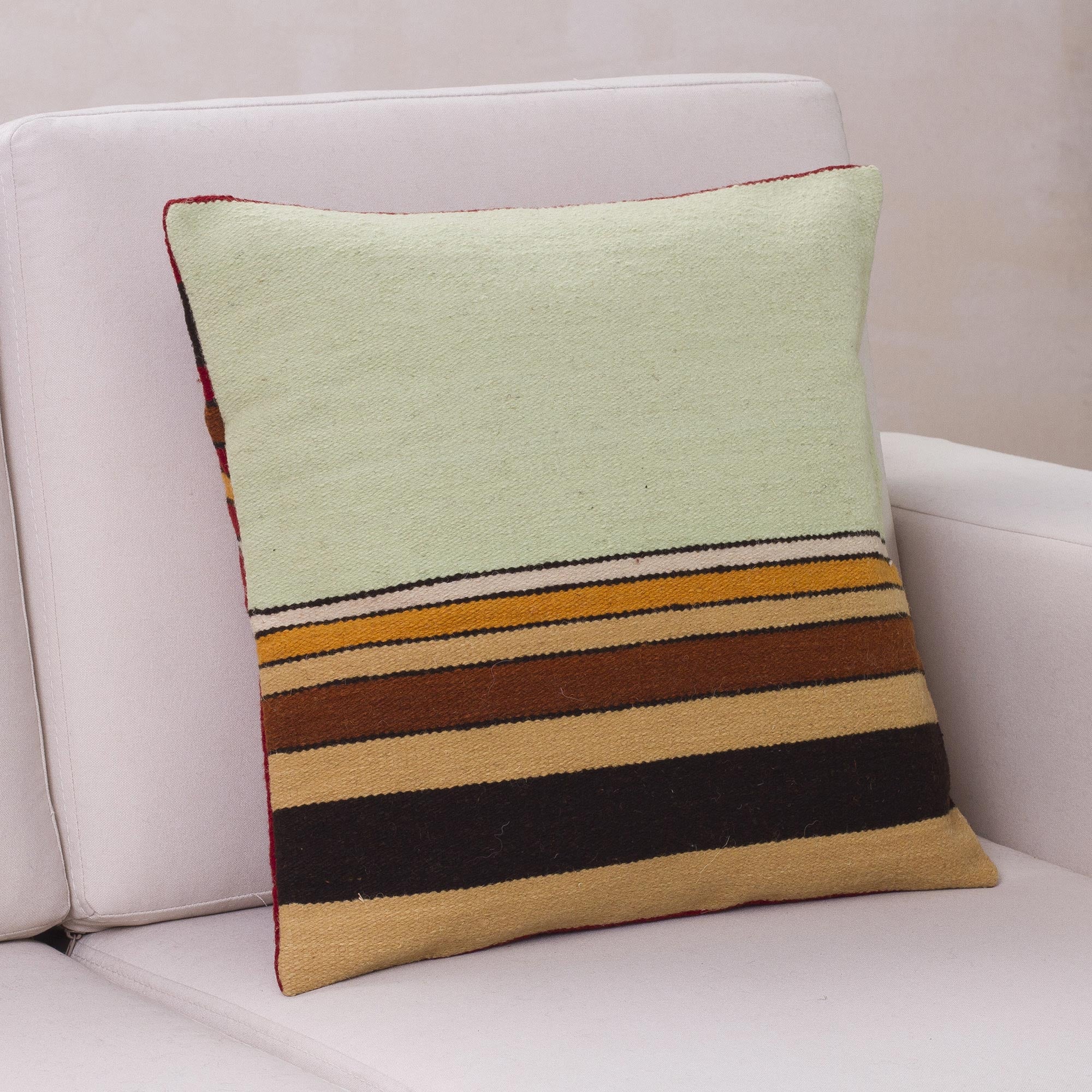Premium Geometric Wool Striped Cushion Cover - Handwoven in Peru
