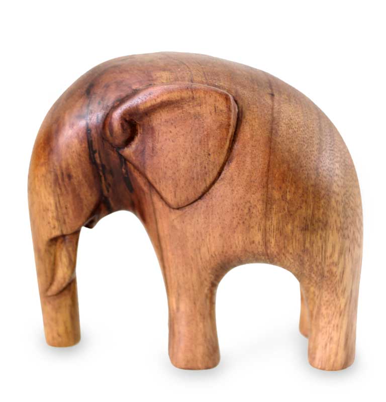 Premium Modern Elephant Suar Wood Sculpture - Handcrafted Art Piece