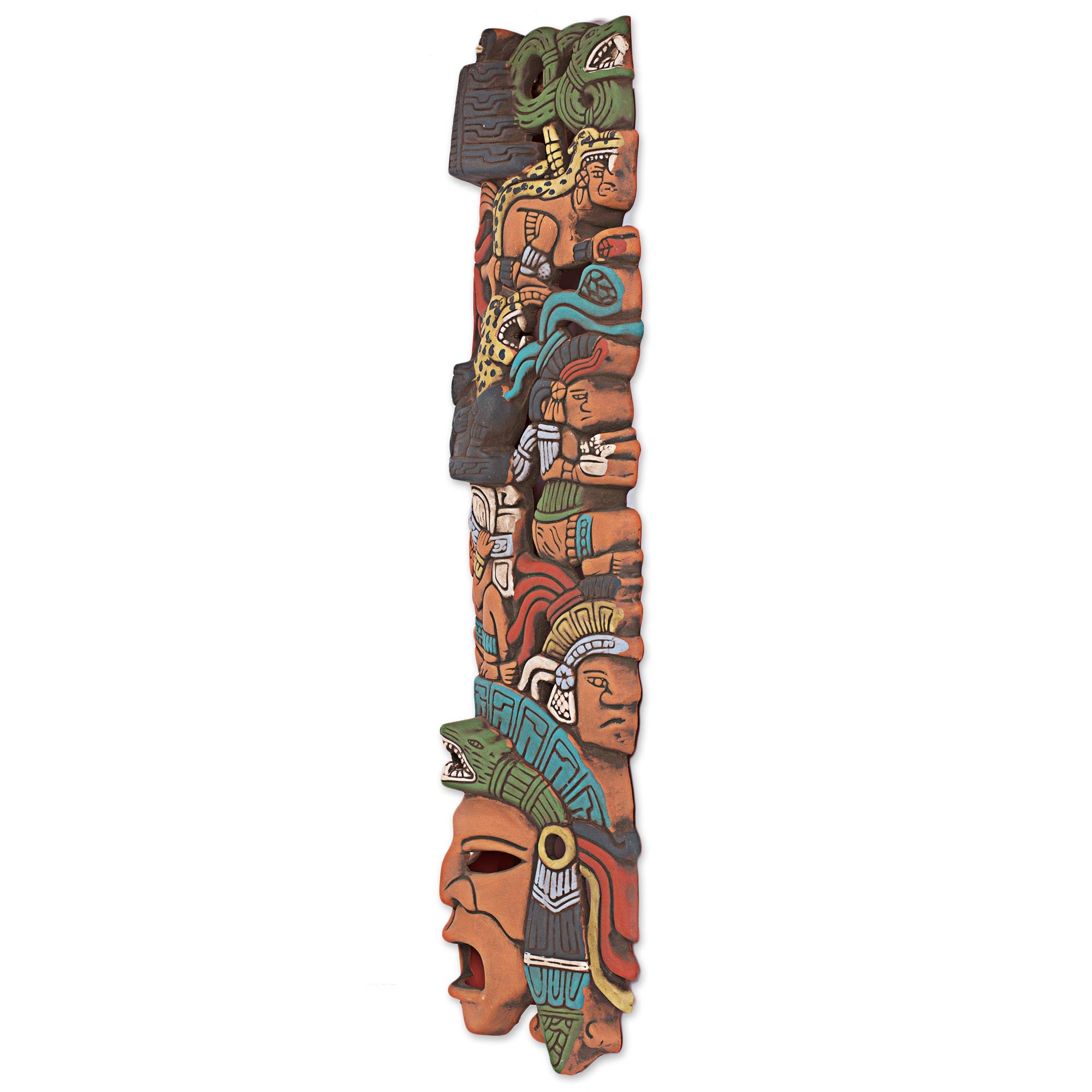 Premium Hand-Painted Mayan Ceramic Mask - Authentic Prehispanic Art from Mexico