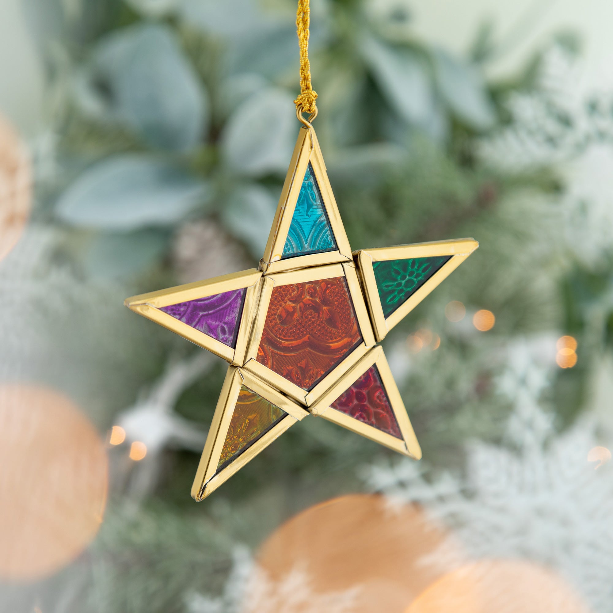 Premium Moravian Rainbow Star Ornament - Handmade Stained Glass Decor