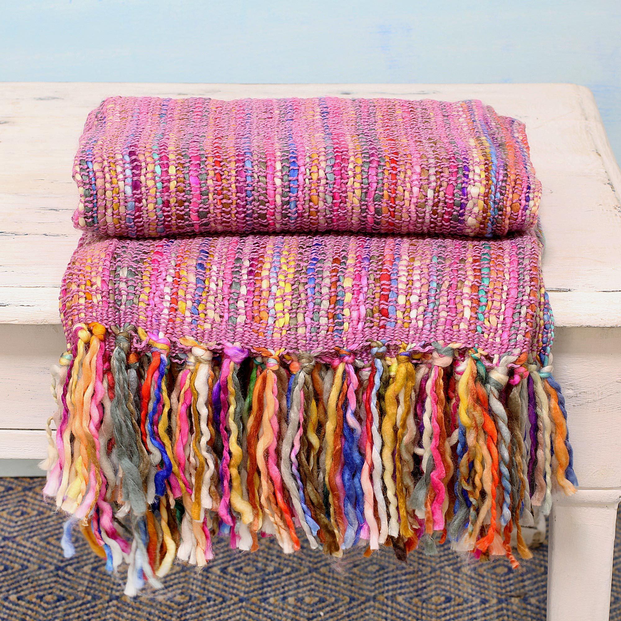 Premium Handwoven Rainbow Acrylic Throw Blanket