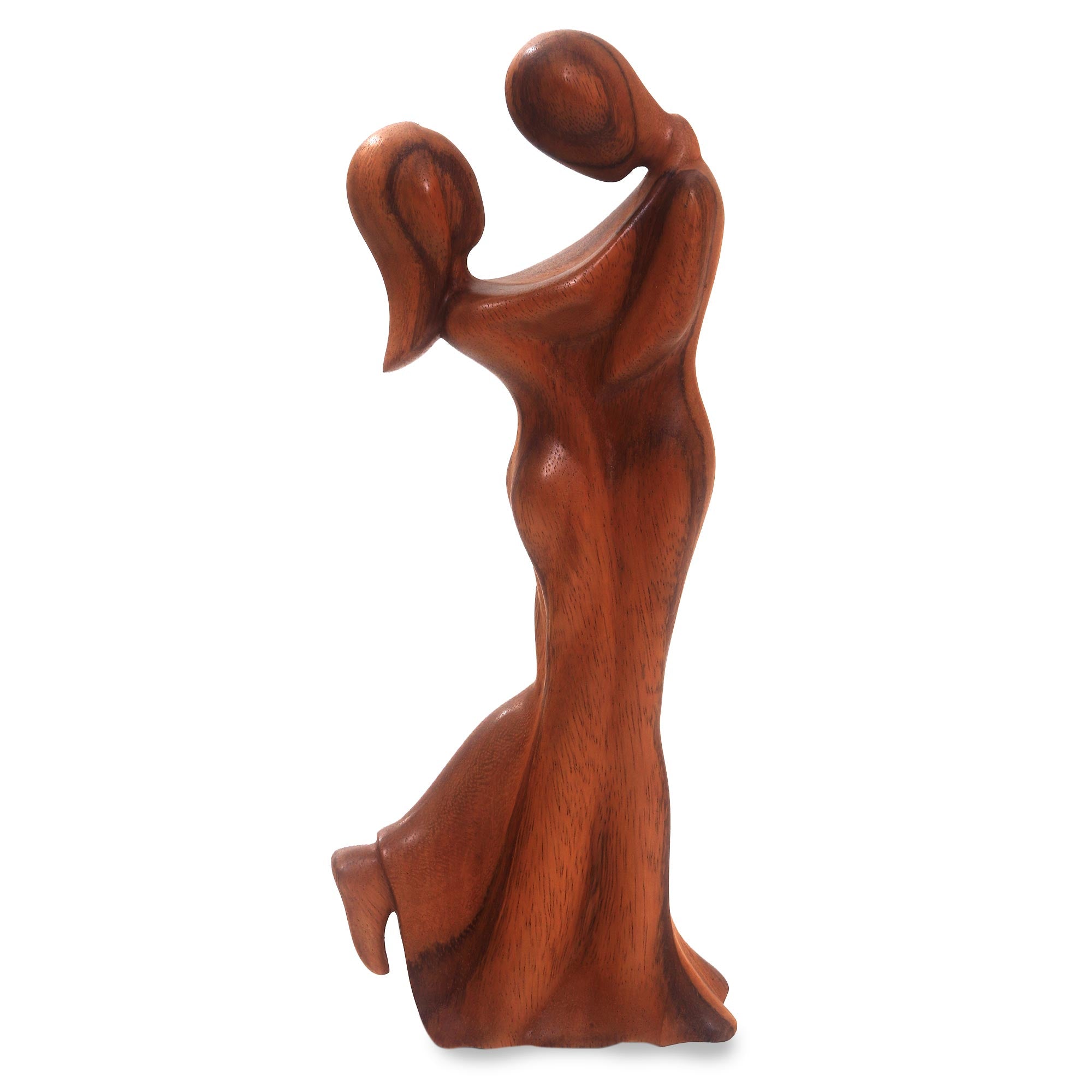 Premium Romantic Embrace Sculpture - Handcrafted Suar Wood Art from Bali