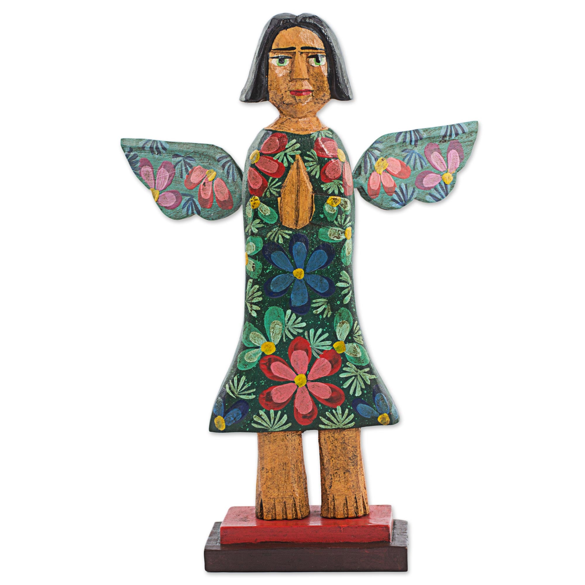 Premium Angel of Harmony Hand-Carved Pinewood Sculpture – Antique Style