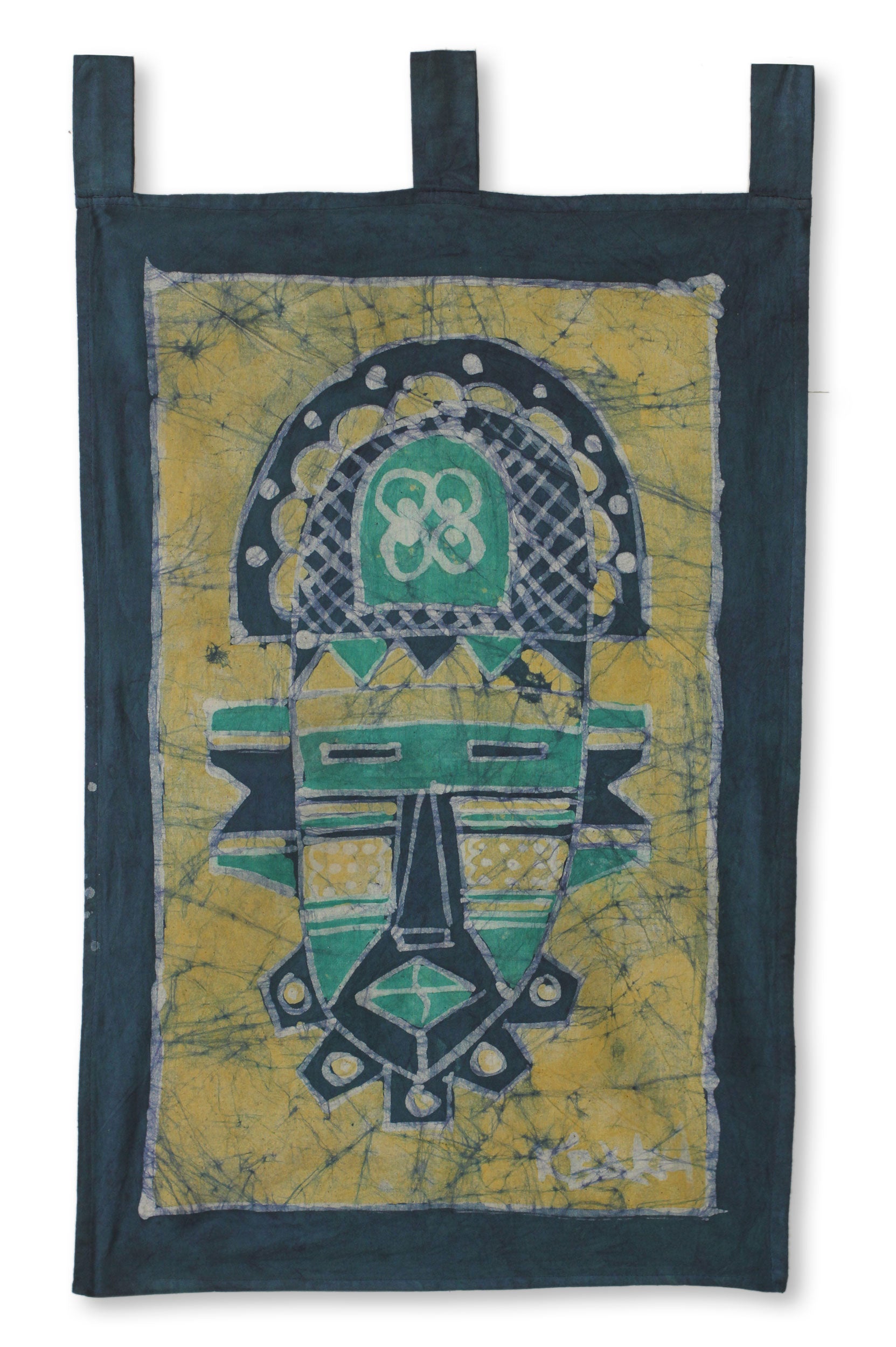 Premium Mate Masie African Mask Wall Art – Handcrafted Cotton Batik Hanging