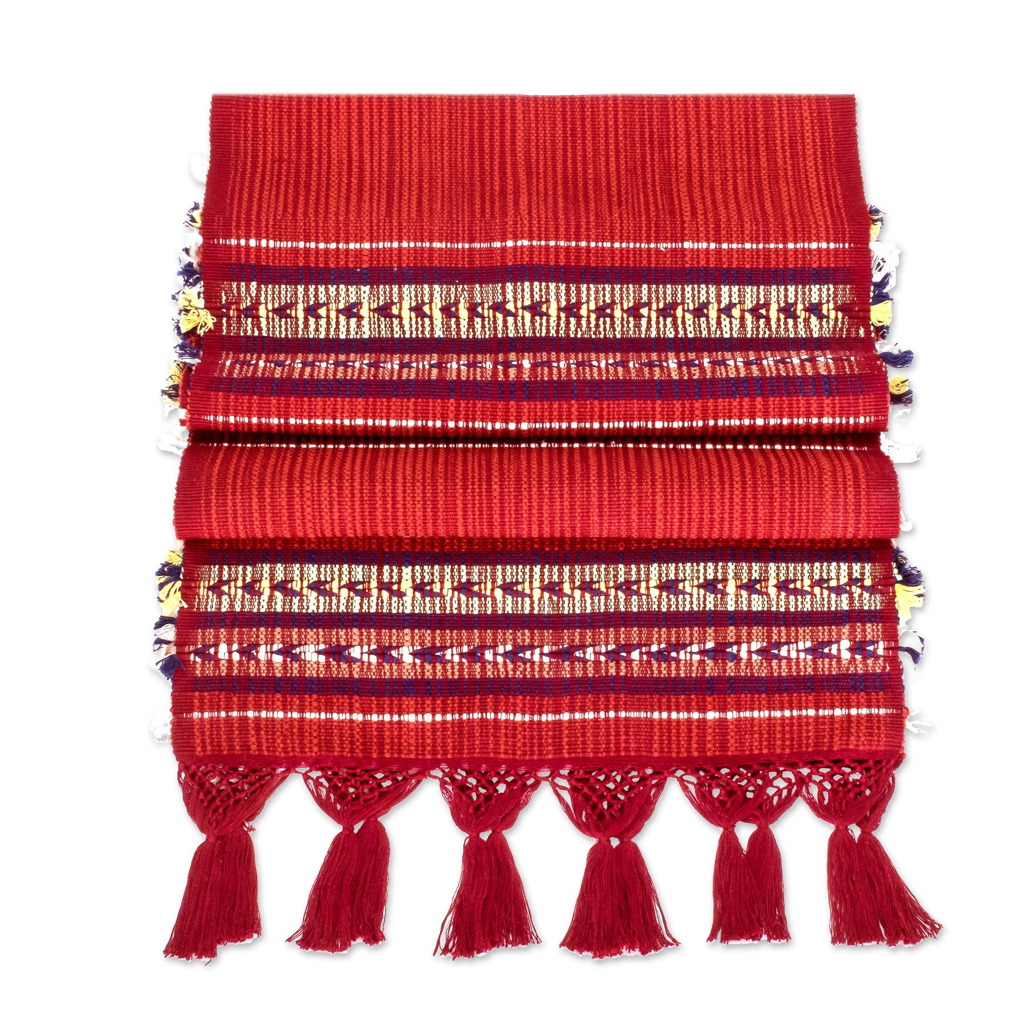 Premium Highland Paths Red Cotton Table Runner - Handwoven Elegance