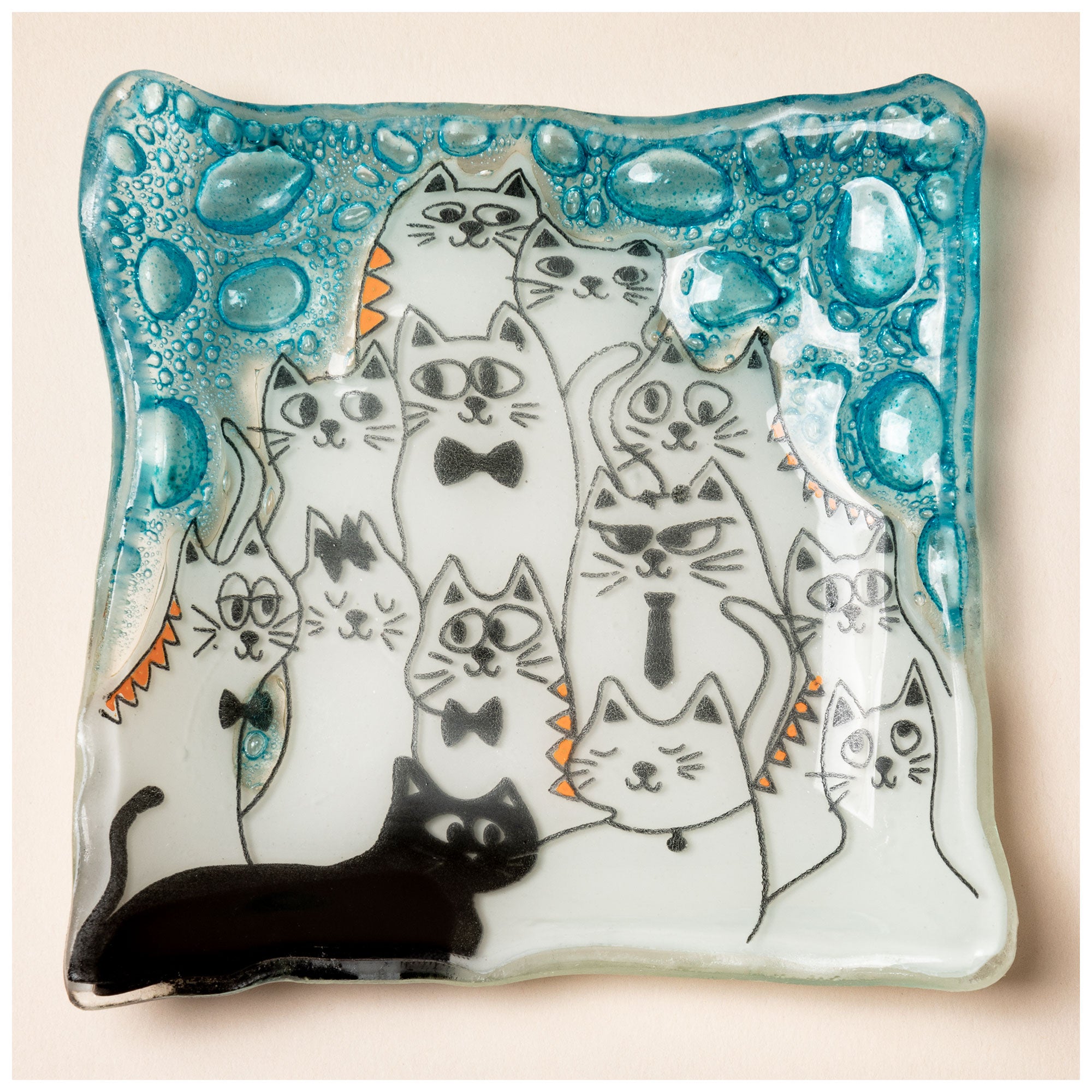 Premium Recycled Glass Pet Lover's Square Dish - Handmade in Ecuador