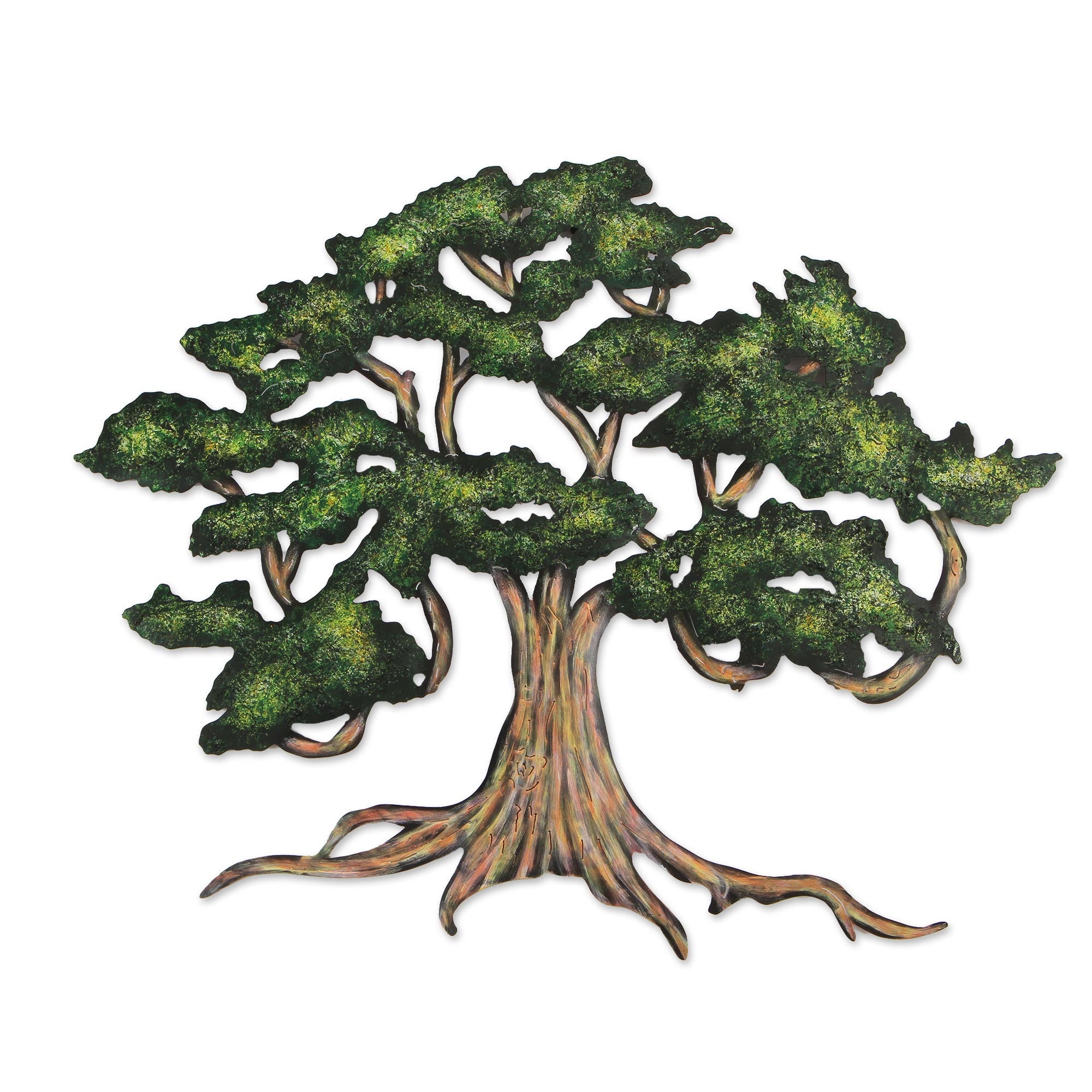 Premium Handmade Steel Wall Art: Ancient Shade Tree Design (Medium)