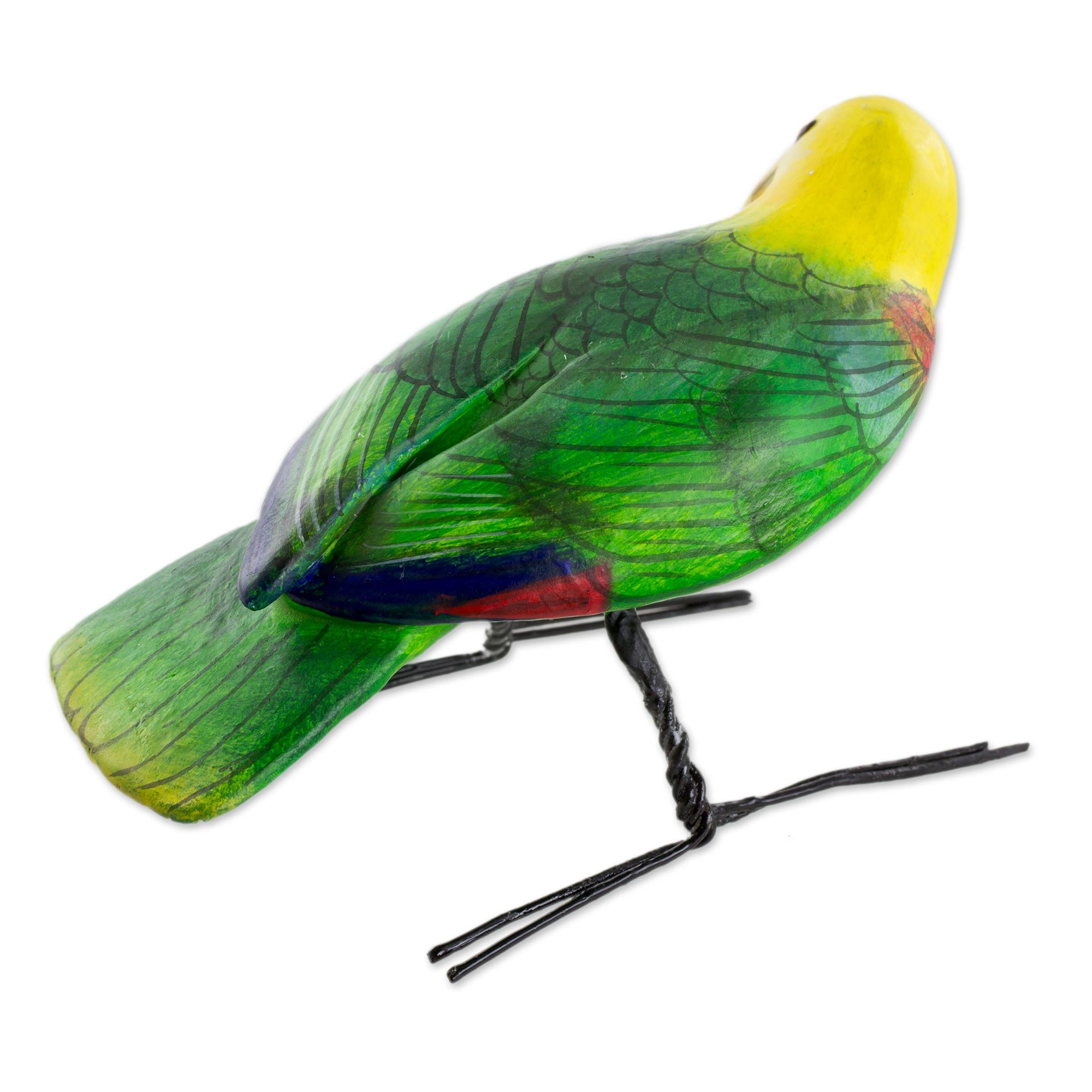 Premium Handcrafted Yellow-Headed Parrot Ceramic Figurine by Artisan Mauricio Morales