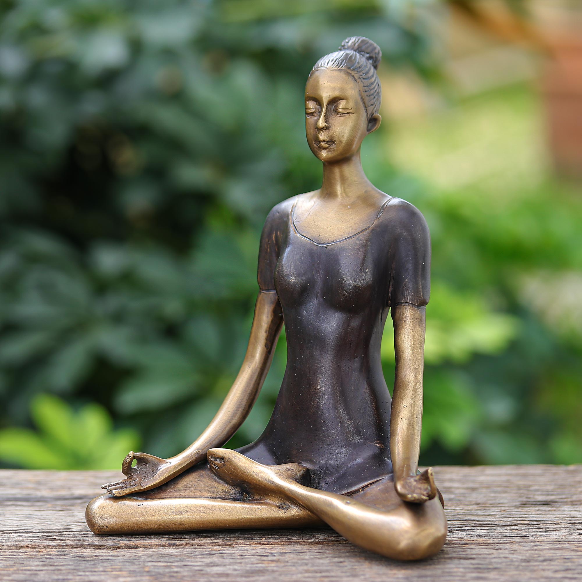 Premium Antiqued Brass Half Lotus Yoga Sculpture – Ultimate Spiritual Decor