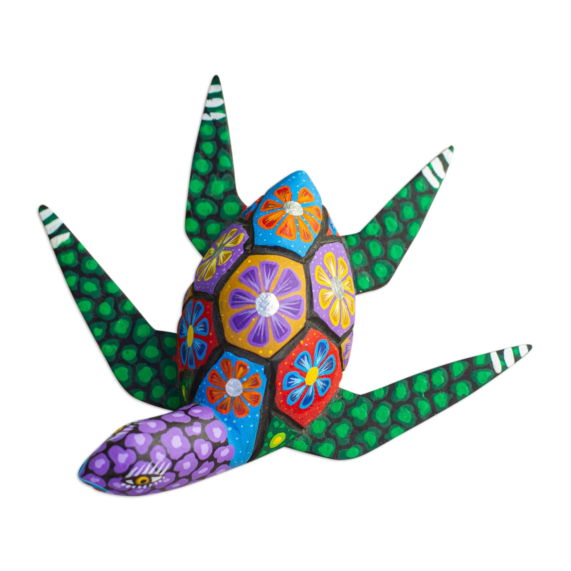 Premium Psychedelic Turtle Alebrije - Hand-Painted Mexican Wood Sculpture