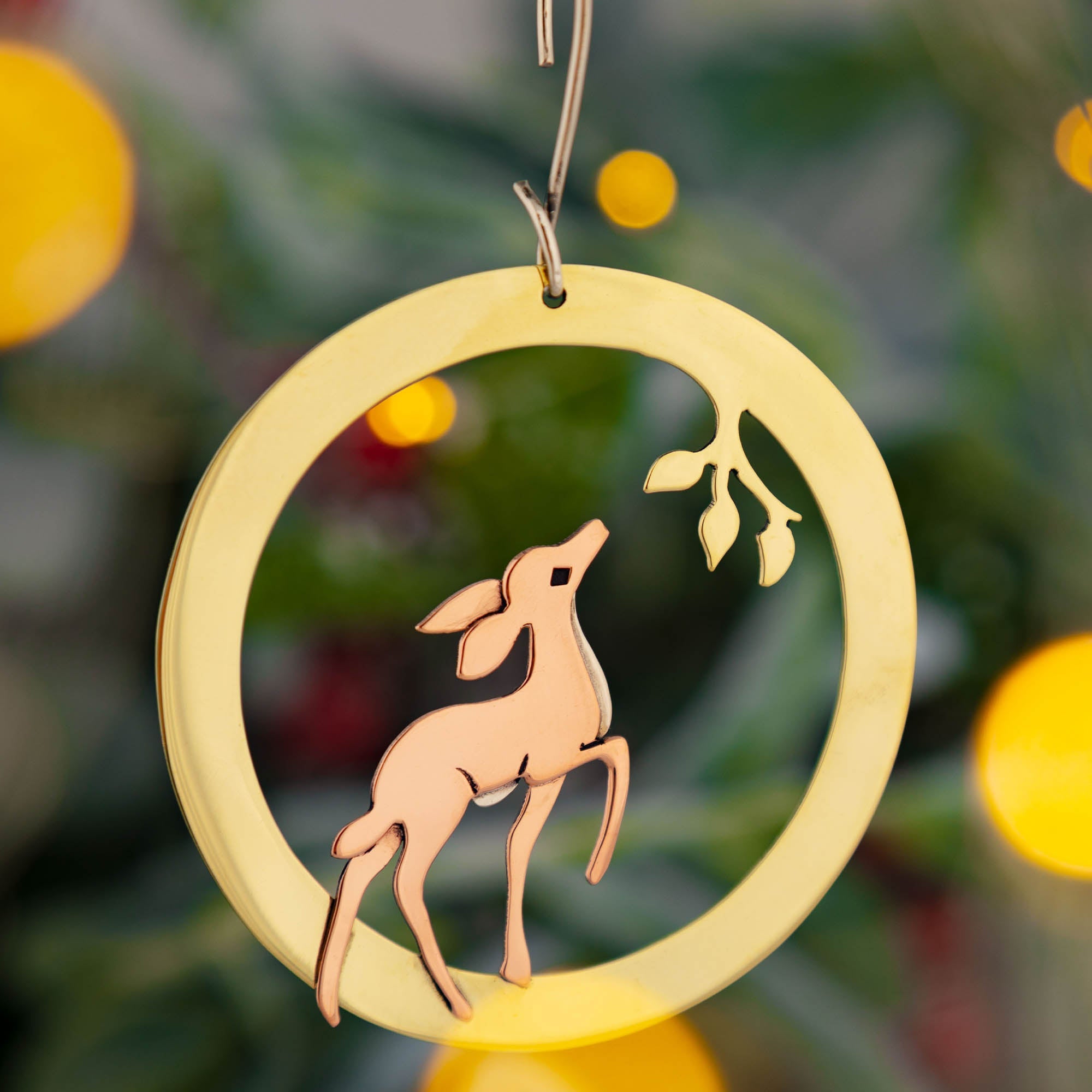Premium Sweet Deer Mixed Metal Ornament - Handcrafted Fair-Trade Decor