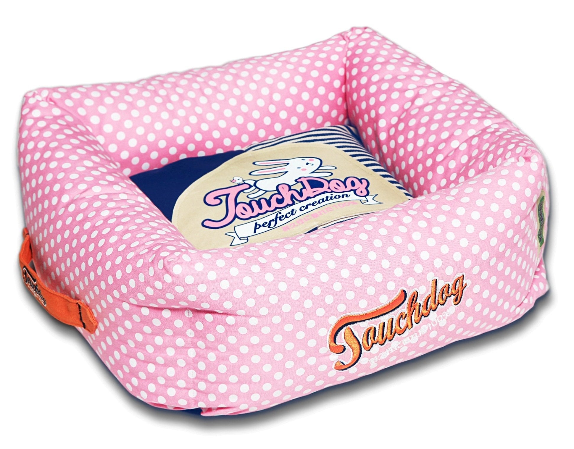 Touchdog™ Polka-Striped Premium Easy-Wash Dog Bed