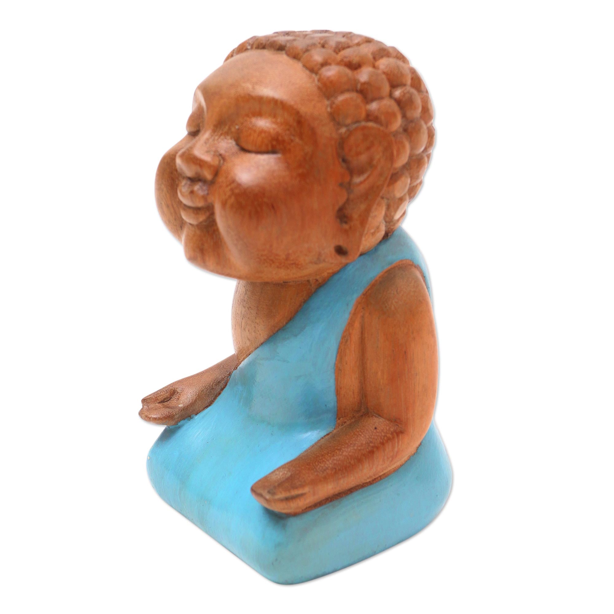 Premium Hand-Carved Light Blue Buddha Statue