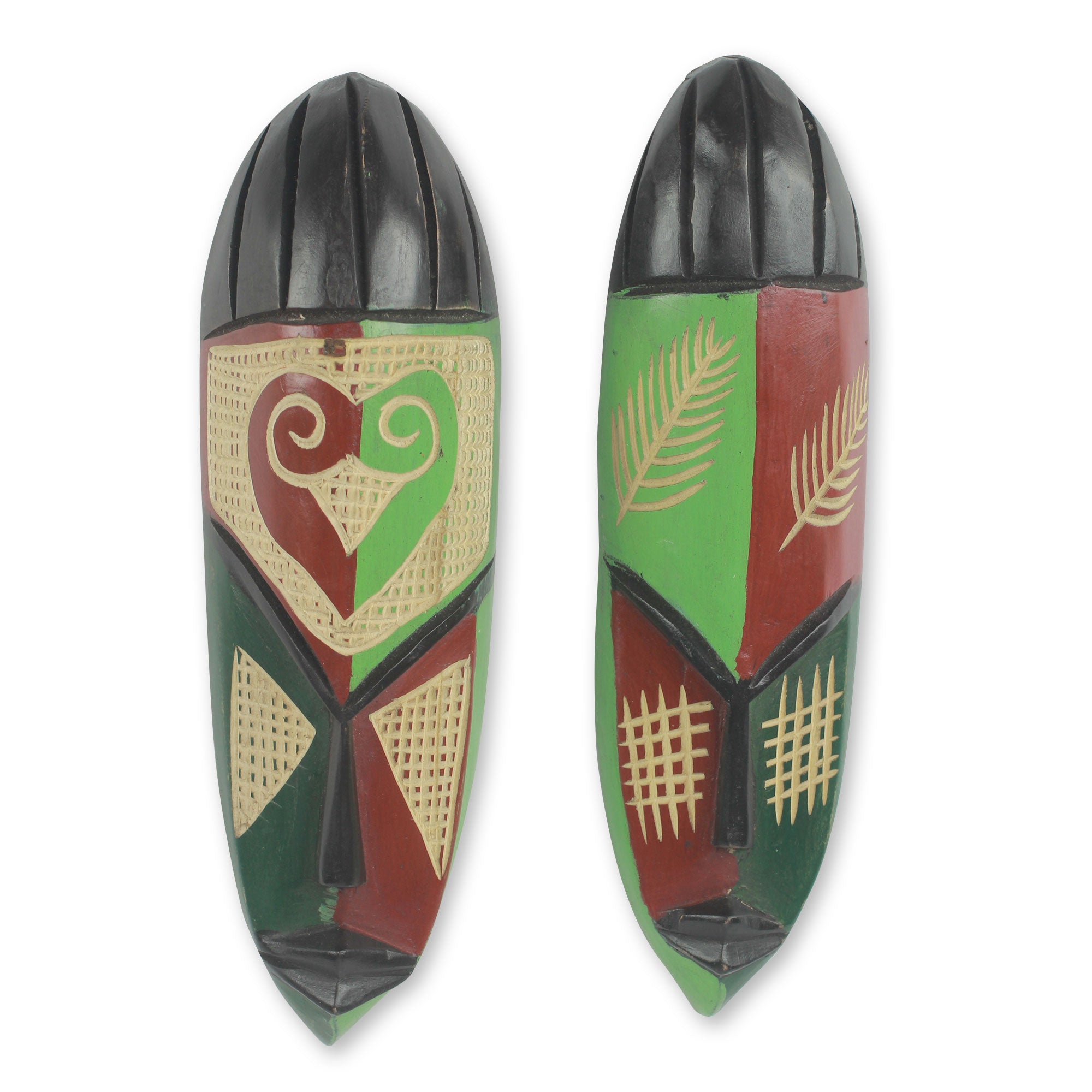 Premium Hand-Carved Haboki African Friendship Masks (Pair) - Ultimate Wall Decor