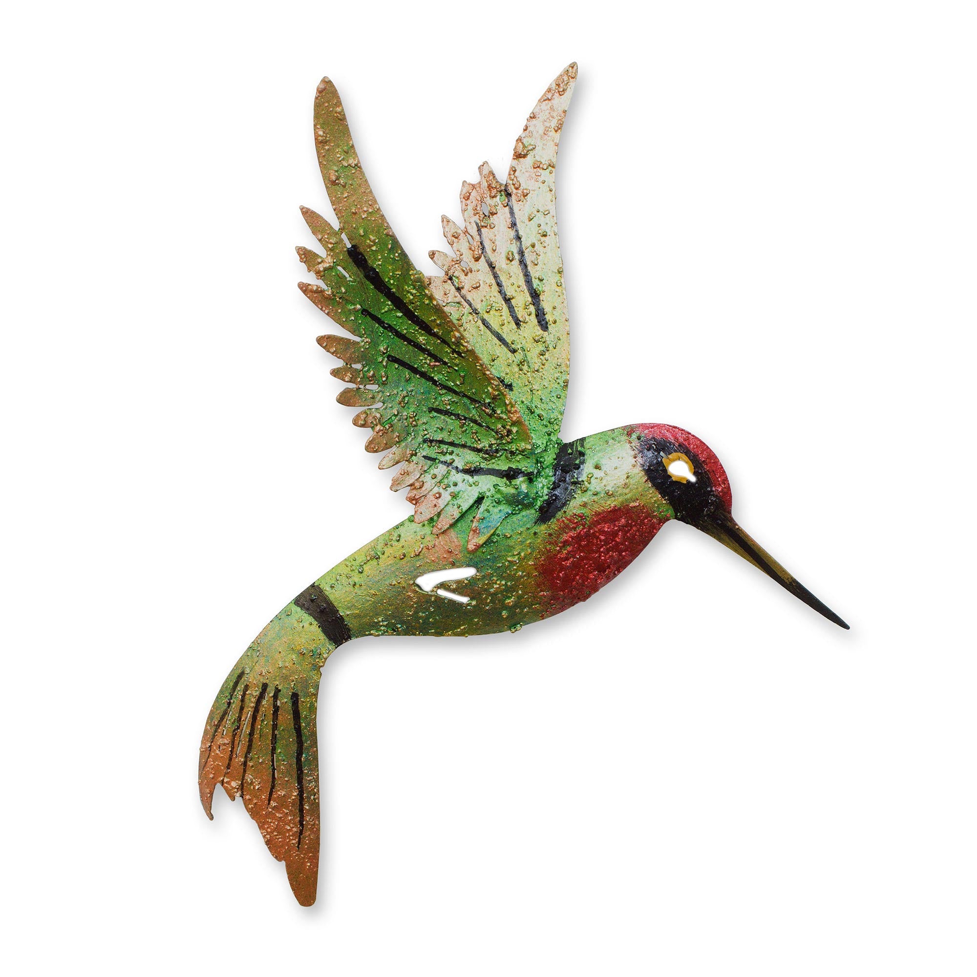 Premium Handcrafted Emerald Hummingbird Iron Wall Sculpture – Artisan Crafted in Mexico