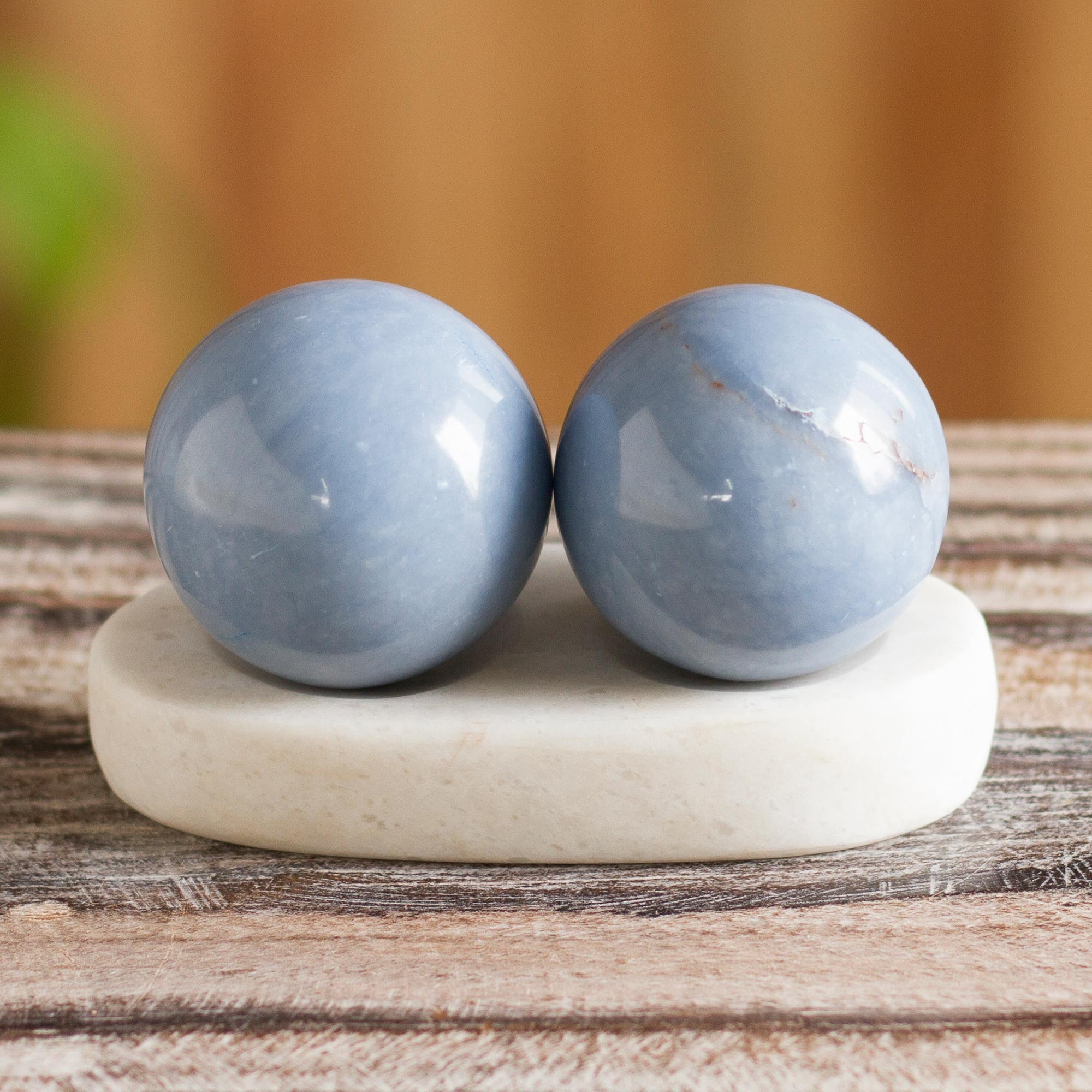 Premium Celestial Peace Set: 2 Handcrafted Celestite Spheres