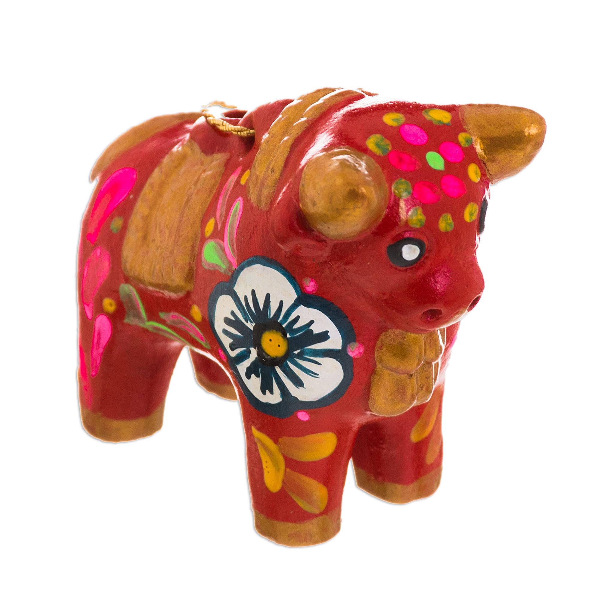 Premium Hand-Painted Torito de Pucara Ceramic Bull Ornaments - Set of 6, Artisan Crafted from Peru