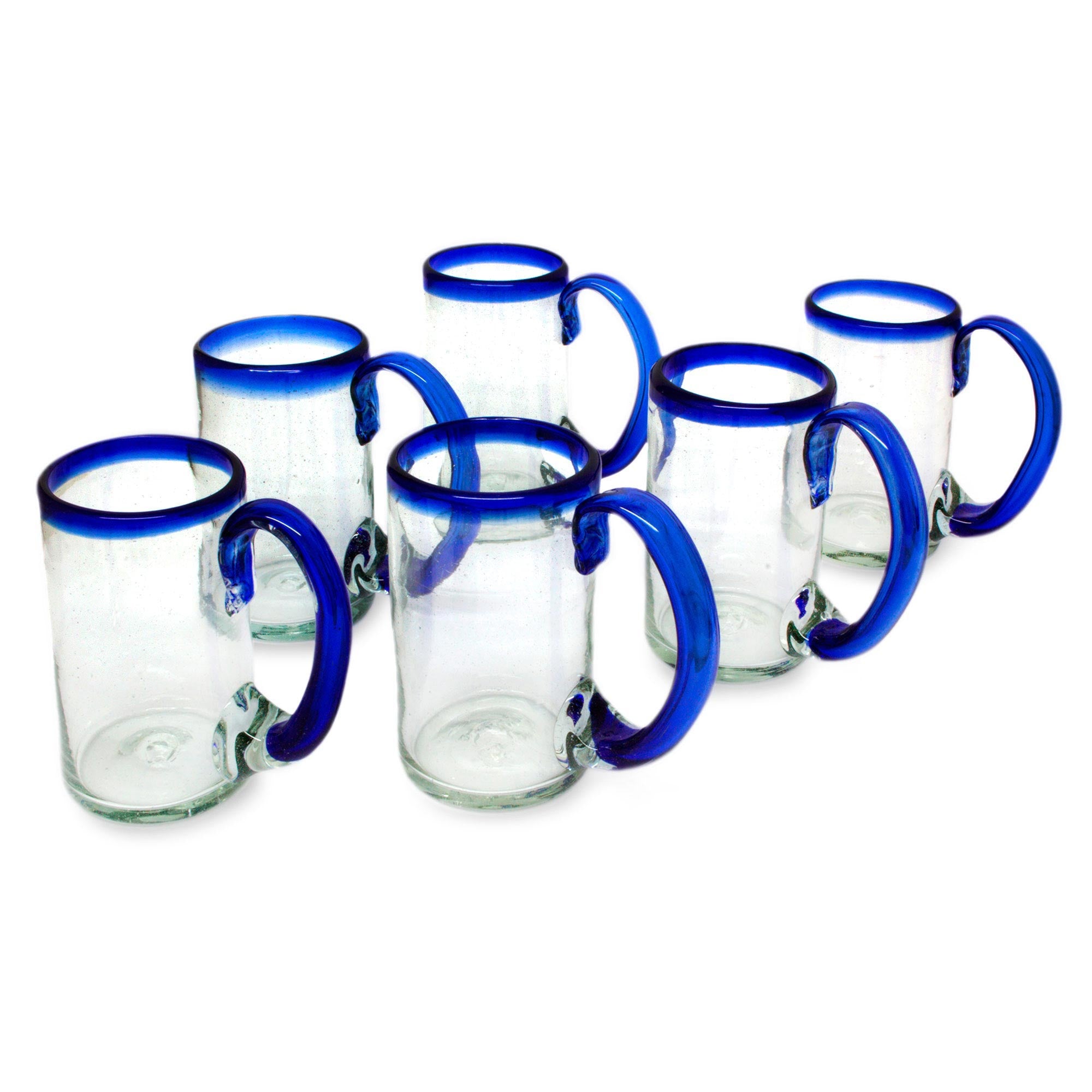 Premium Handcrafted Cobalt Beer Glasses - Set of 6 (Mexican Artisan Collection)