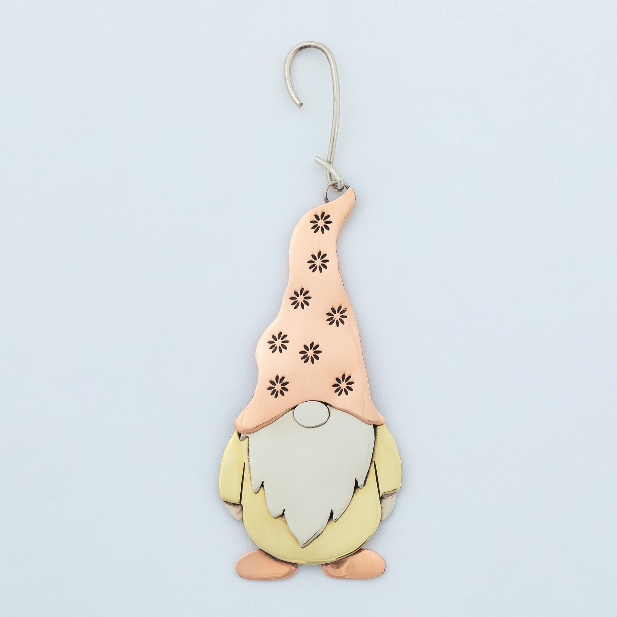 Premium Handcrafted Gnome Ornament - Mixed Metal Design