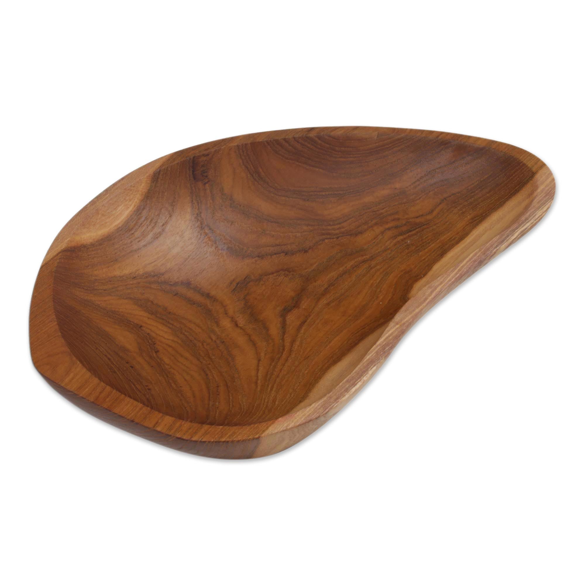 Premium Hand-Carved Teak Wood Appetizer Bowl – Artisan Crafted in Bali