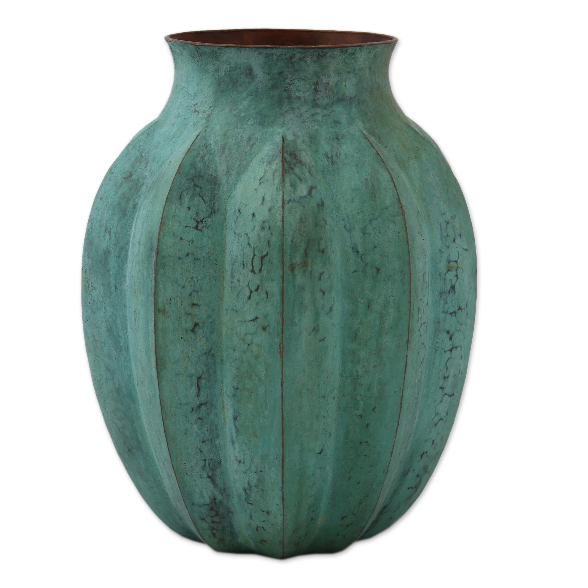 Premium Antique Copper Vase with Handcrafted Design from Mexico