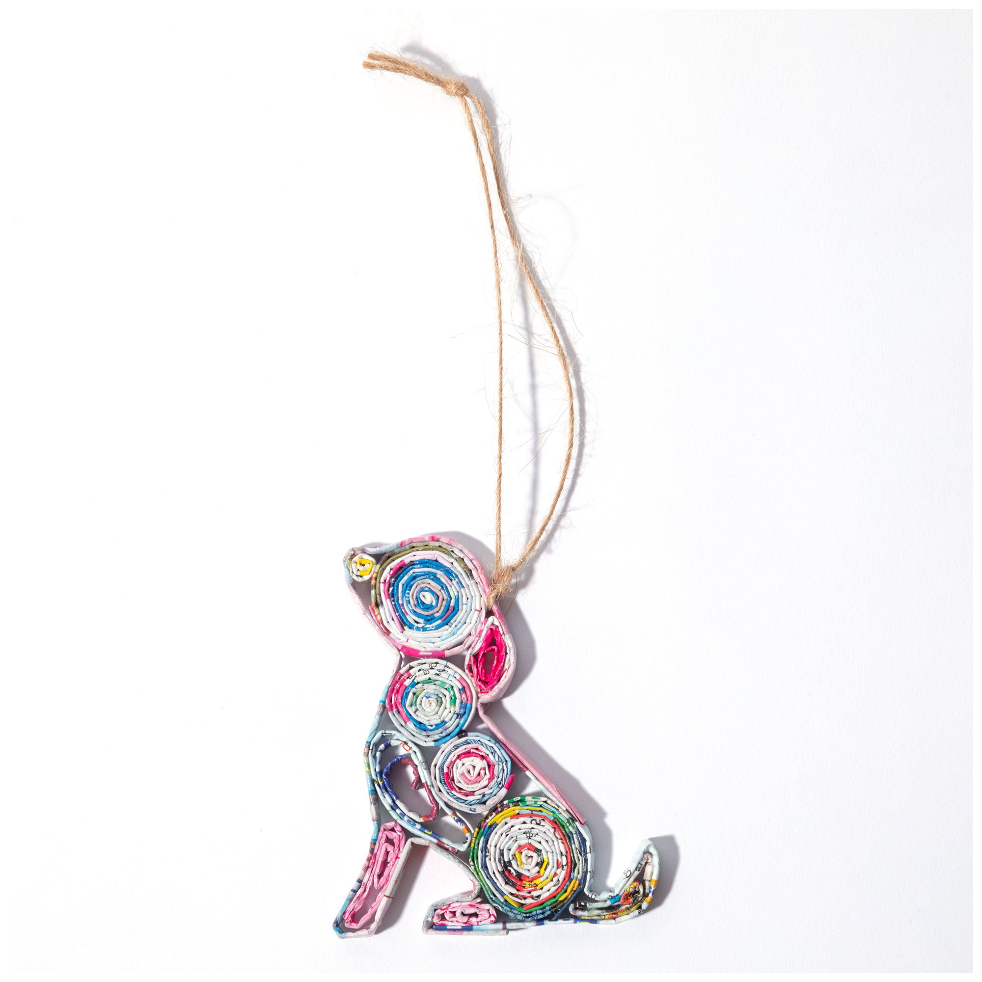 Premium Recycled Magazine Furry Friend Ornament | Eco-Friendly, Handmade, Fair Trade Holiday Decor