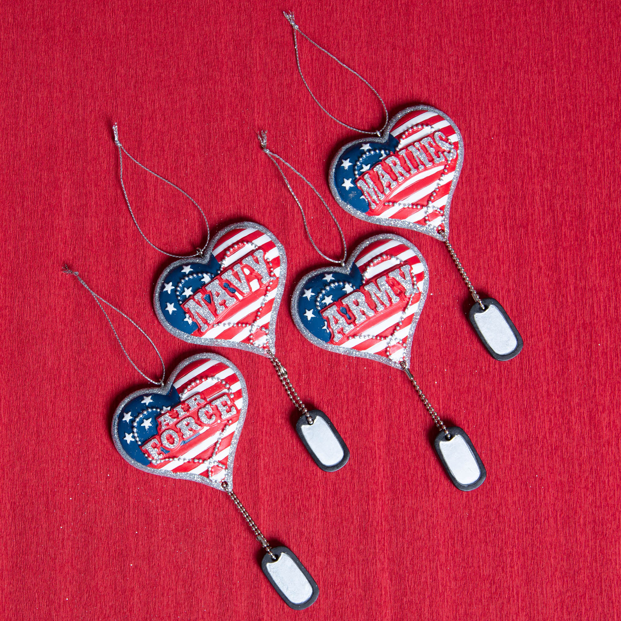 Premium Military Heart & Dog Tag Holiday Ornament