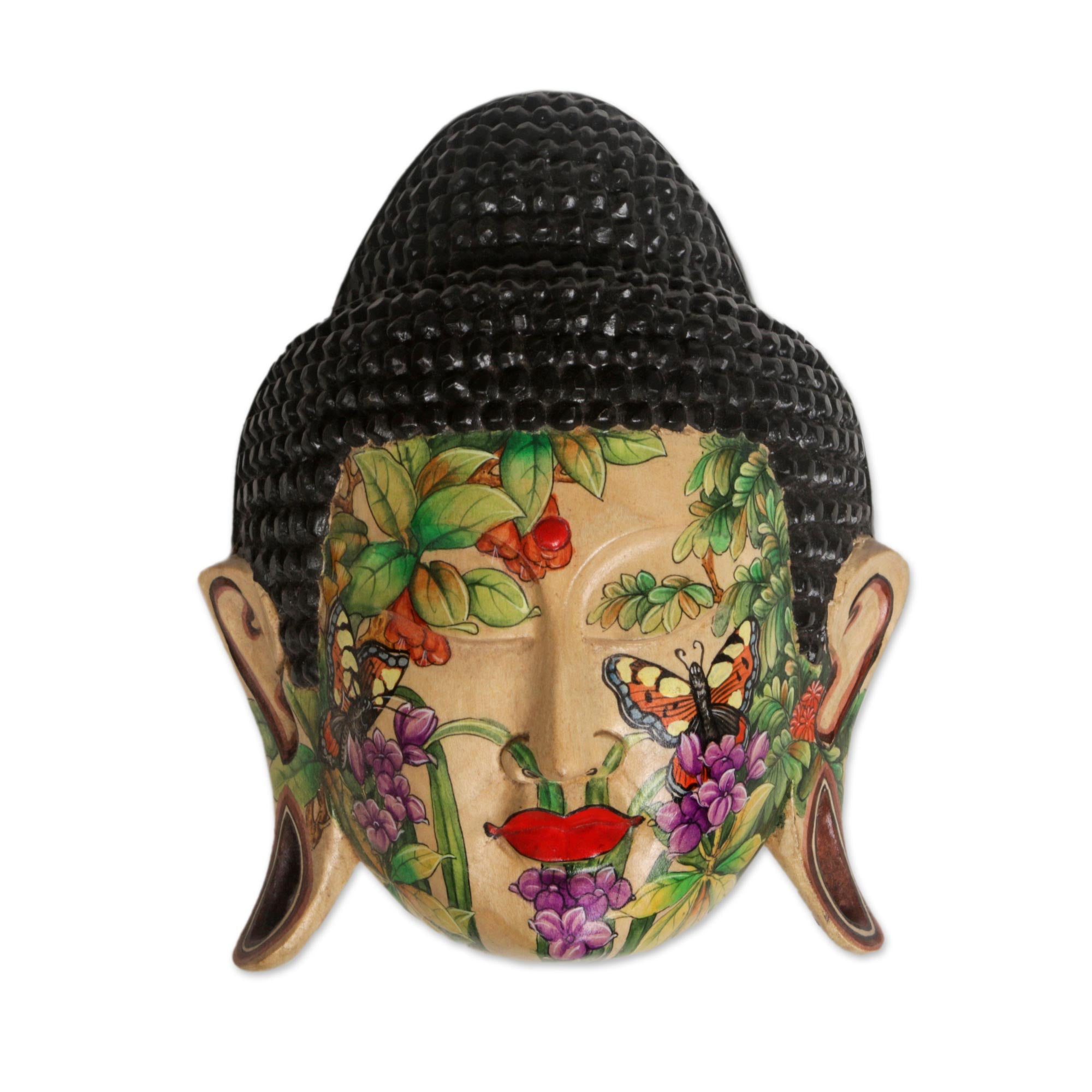 Premium Morning Glory Wooden Buddha Mask