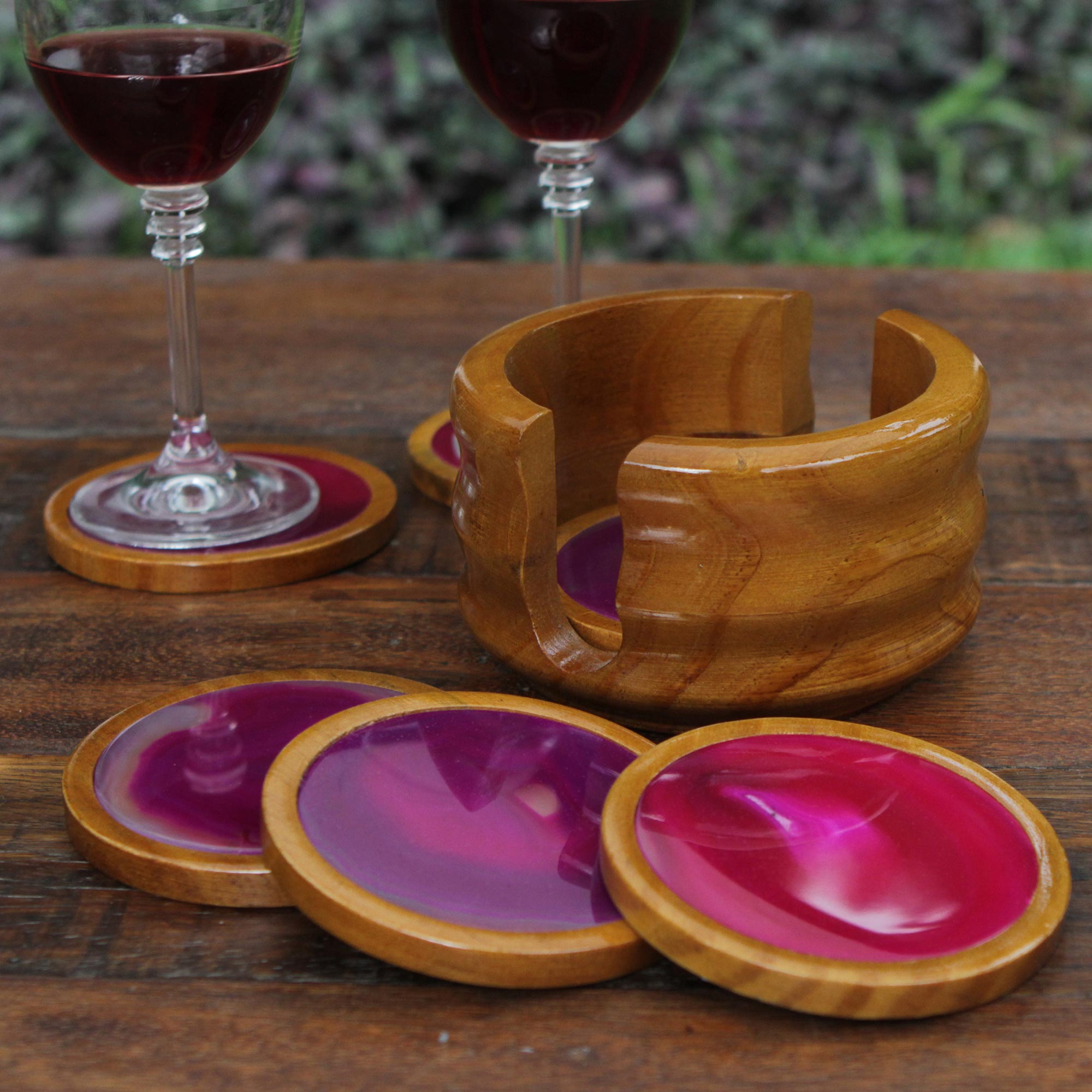 Premium Handcrafted Rose Agate Coasters Set - Ultimate Calming Stone Decor from Brazil (Set of 6)