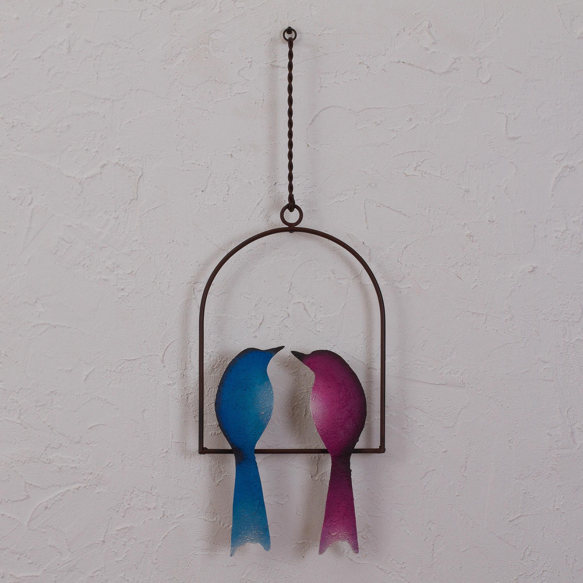 Premium Romantic Birds Steel Wall Art - Handcrafted Mexican Decor