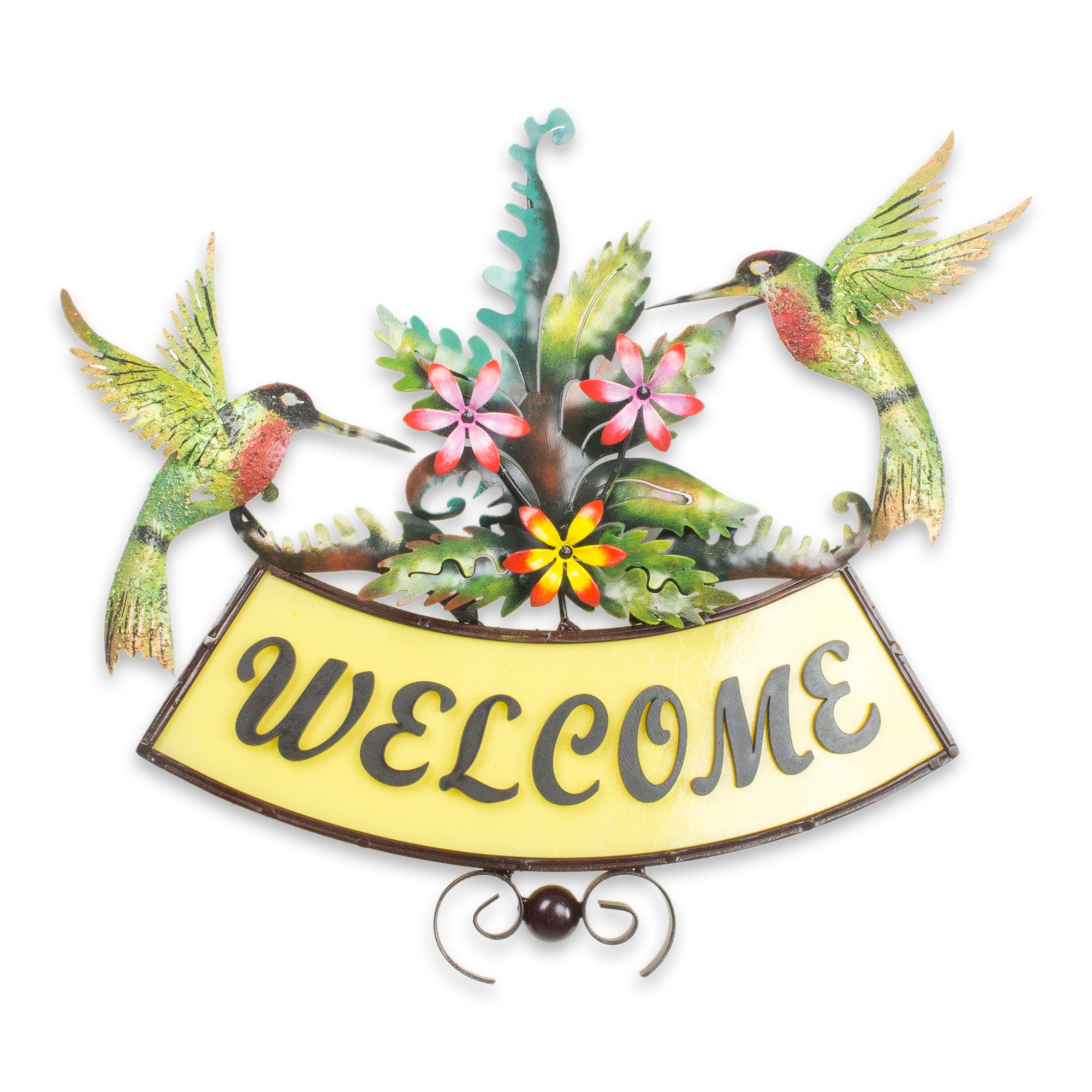 Premium Handcrafted Welcome Sign with Hummingbirds & Flowers - Ultimate Outdoor Decor