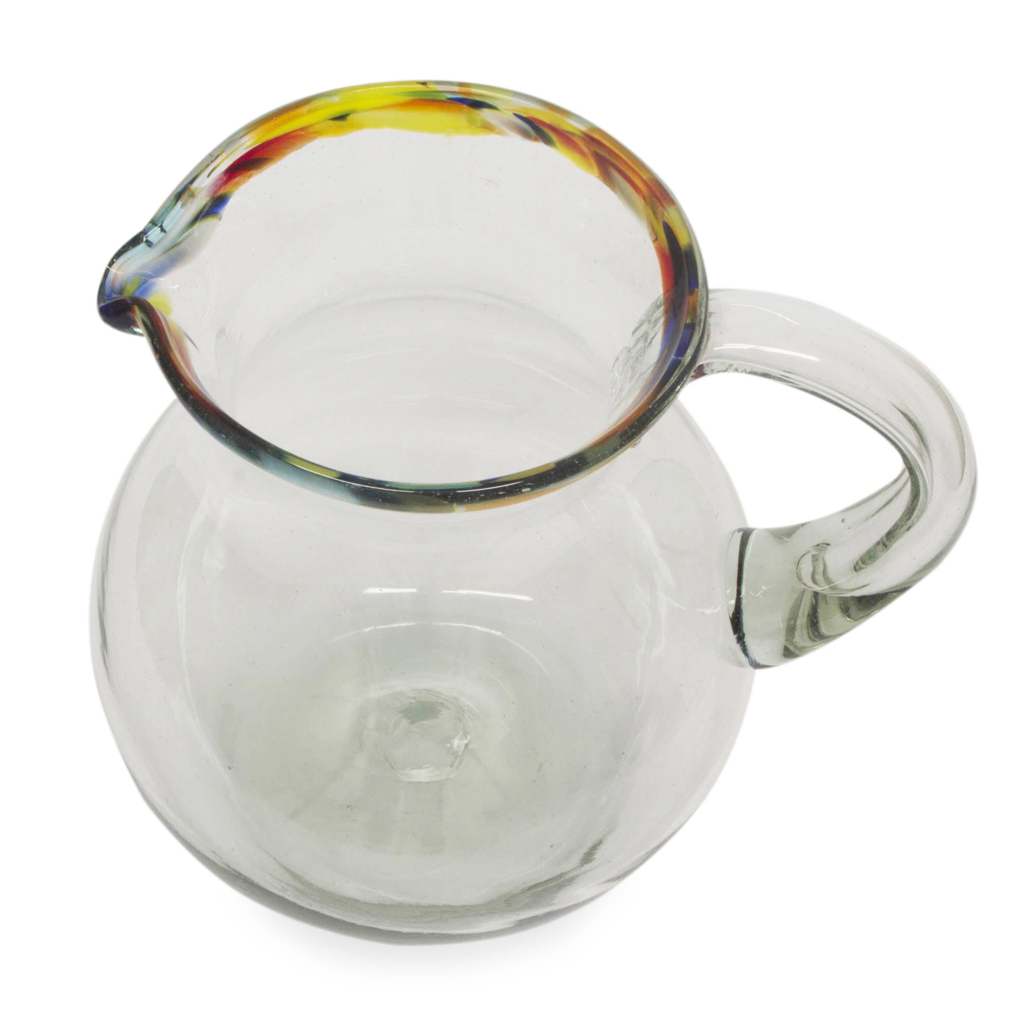 Premium Confetti Path Handcrafted Mexican Glass Pitcher - 84 oz