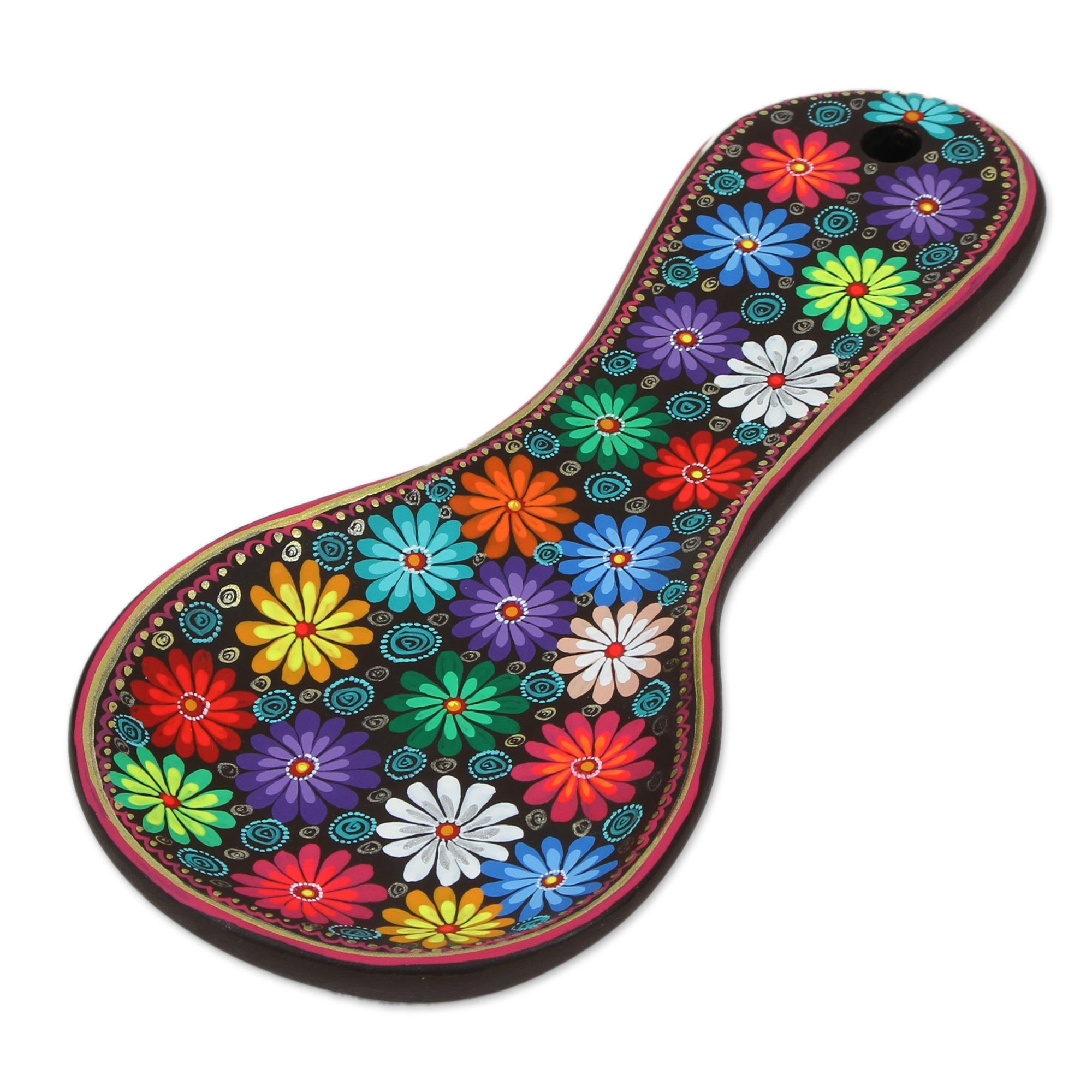 Premium Hand-Painted Floral Ceramic Spoon Rest - Hacienda Style from Mexico