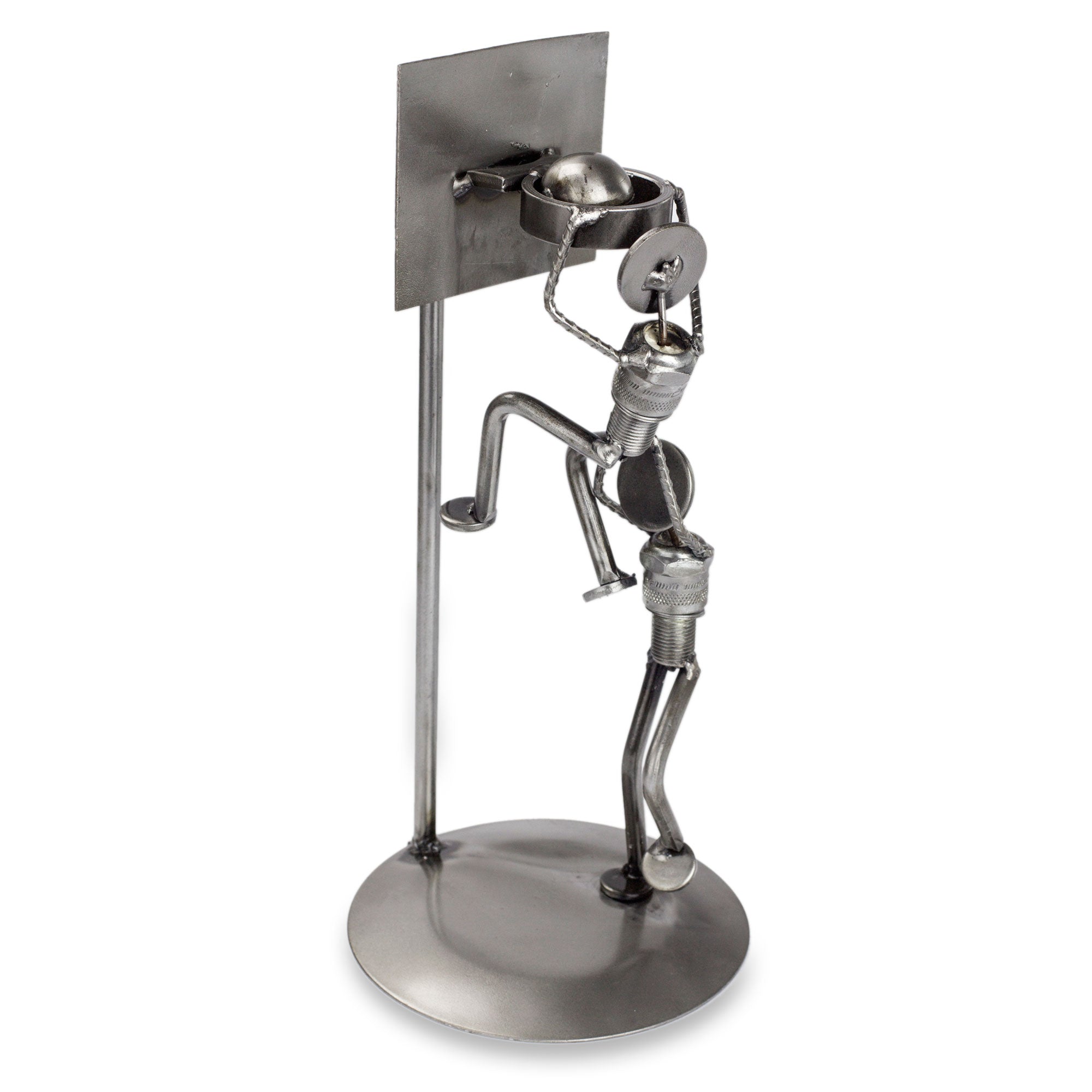 Premium Rustic Basketball Final Recycled Metal Sculpture - Handcrafted Art Piece