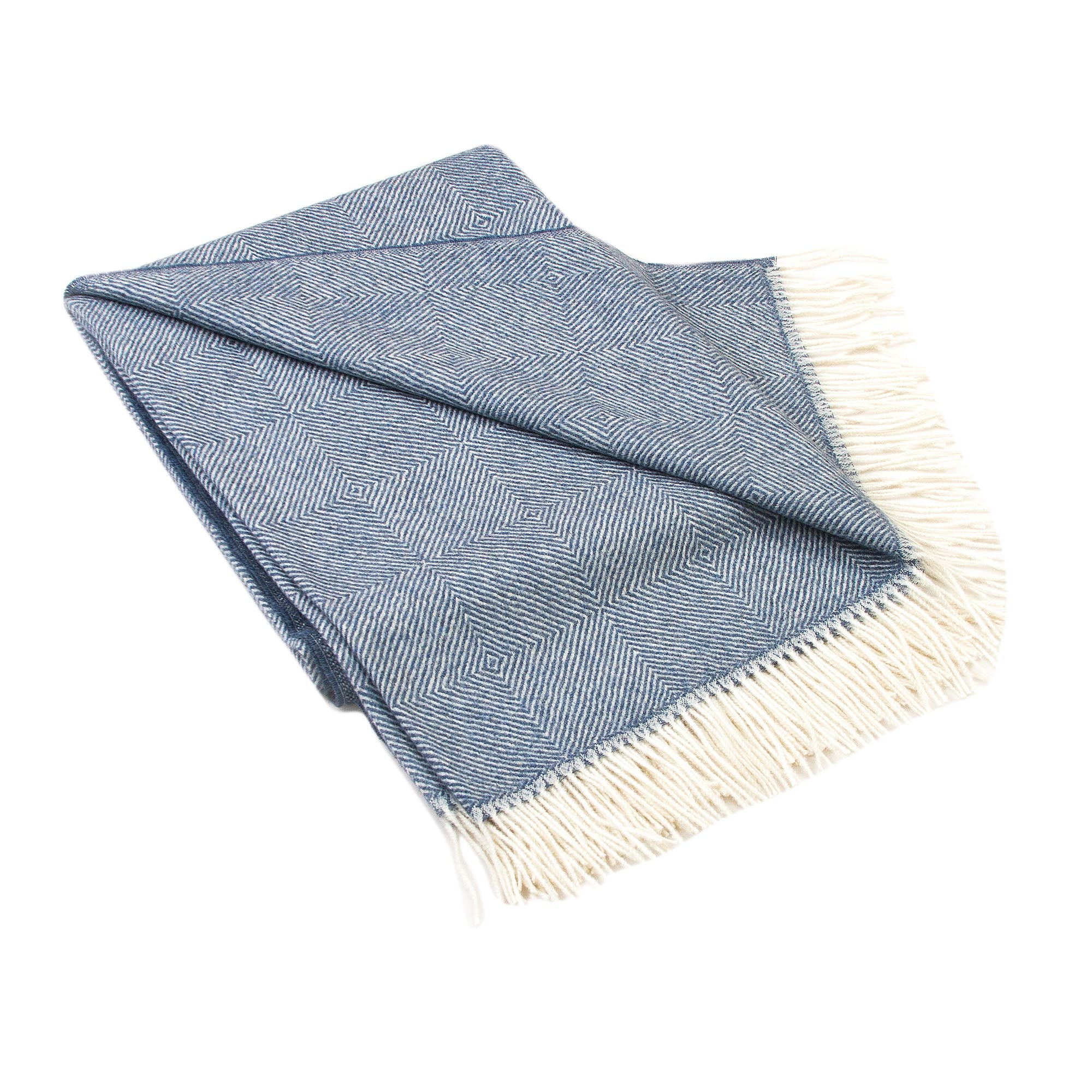 Premium Indigo & Alabaster Baby Alpaca Throw – Handcrafted in Peru