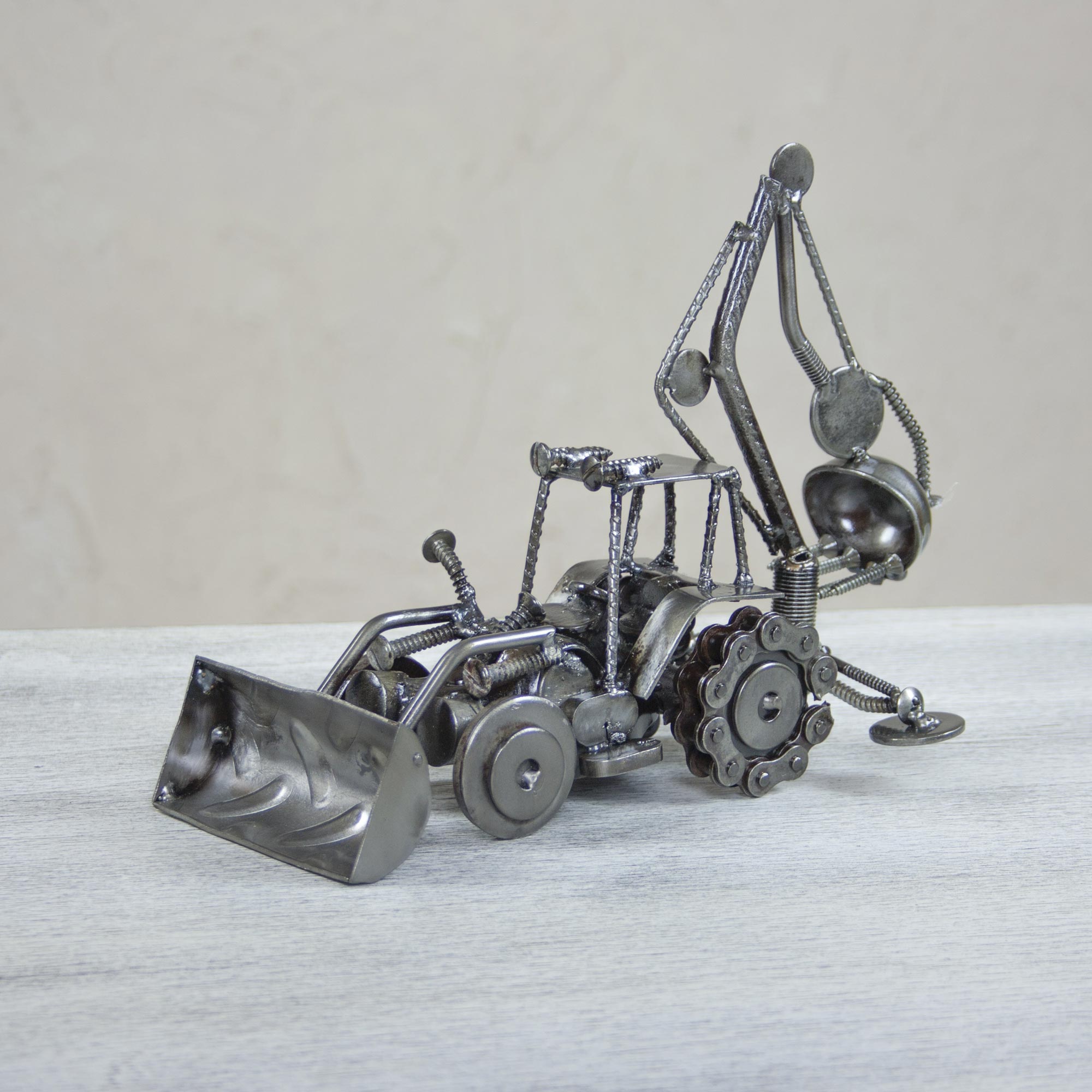Premium Rustic Bulldozer Recycled Metal Art Sculpture