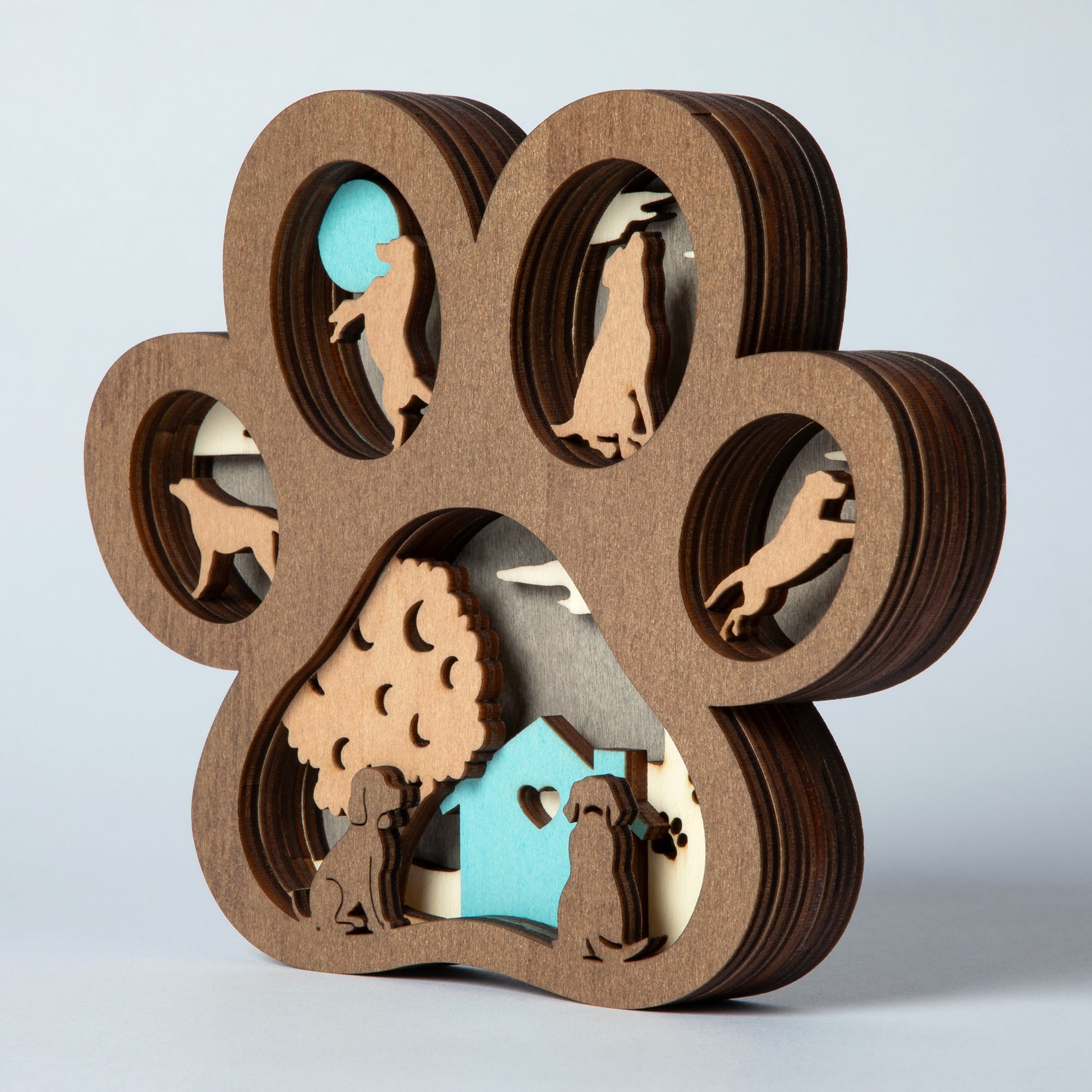 Premium Baltic Basswood Paw Print Shelf Decor - Ultimate Pet Lover's Collection
