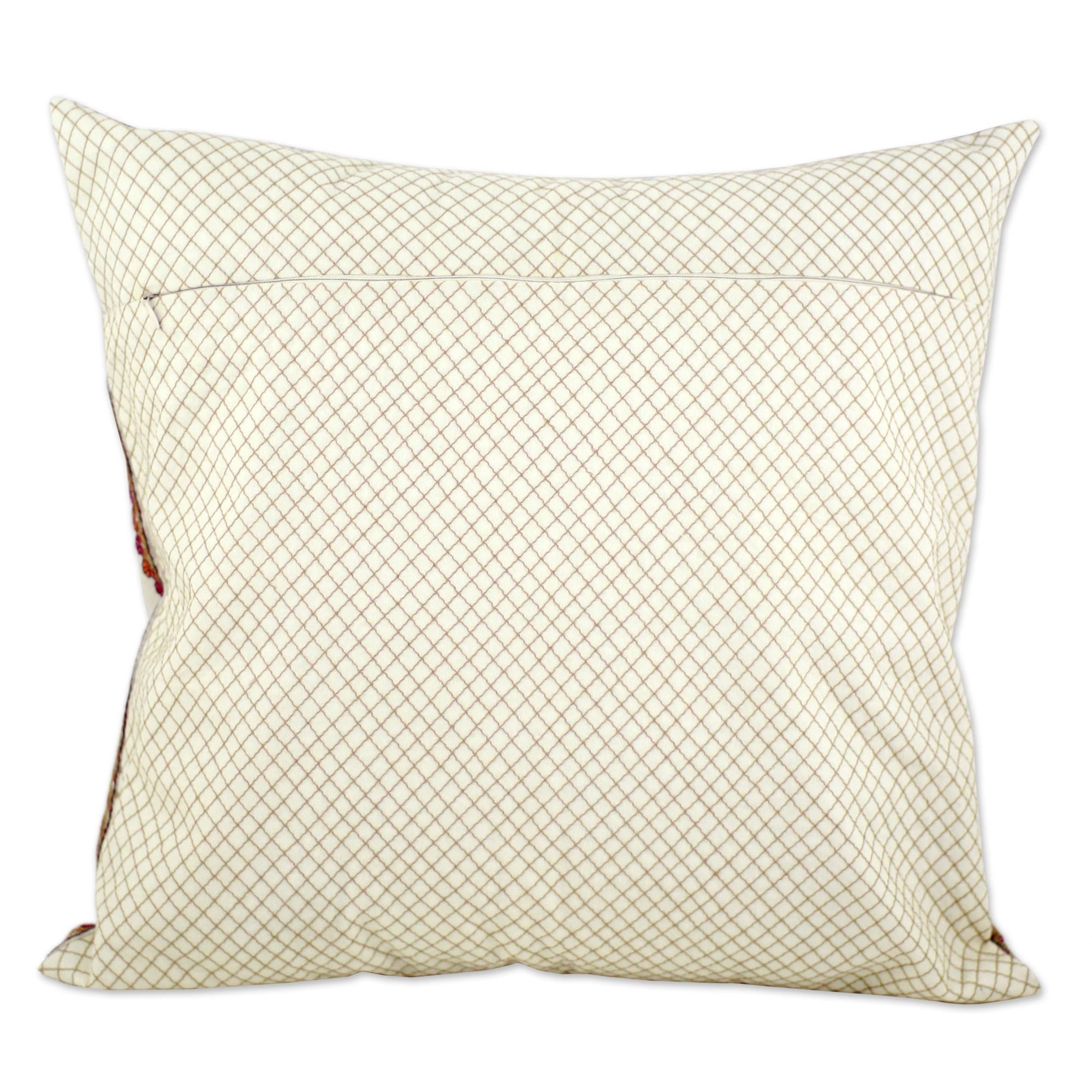 Premium Paisley Blooms Cushion Cover - Handcrafted in India with Traditional Kashidakari Embroidery